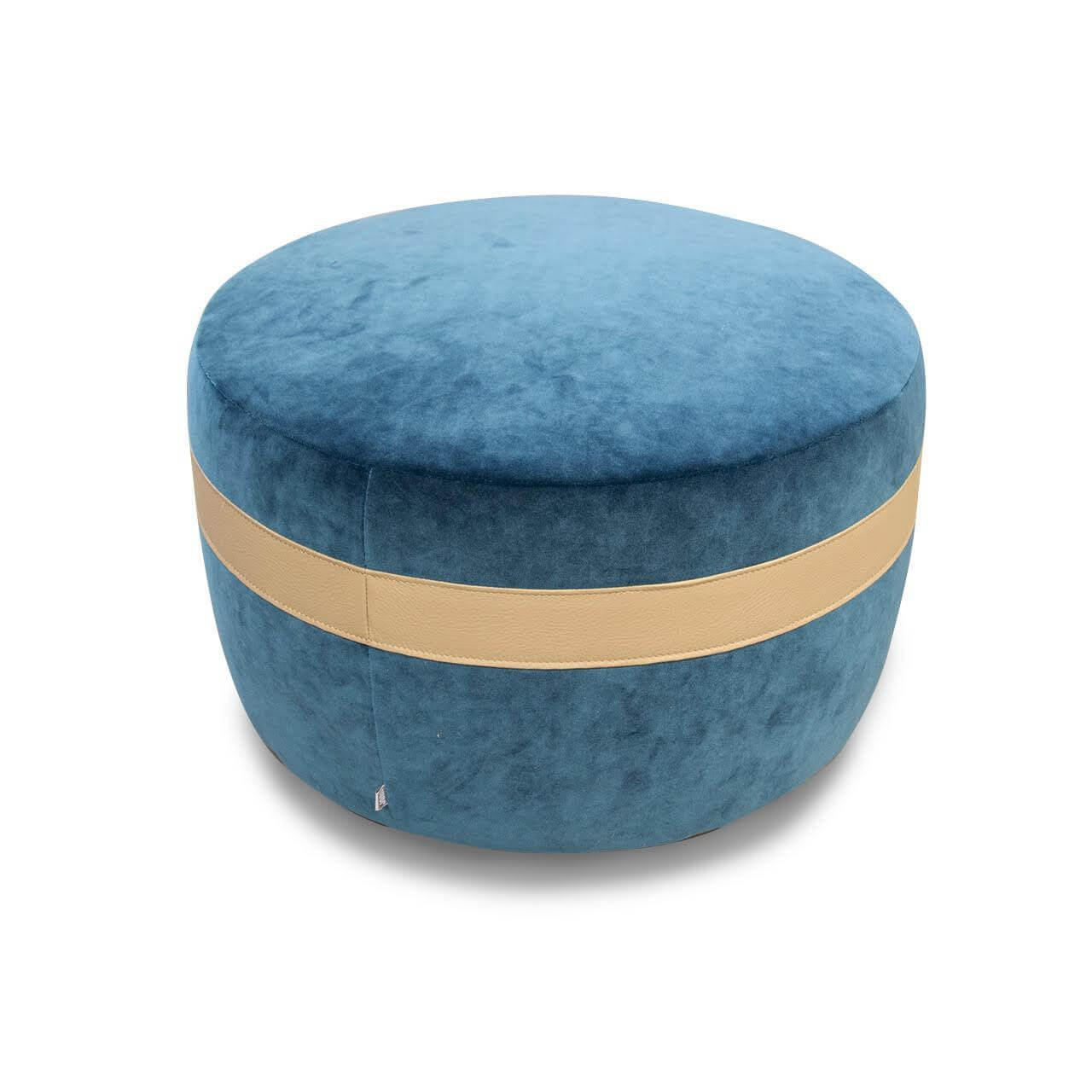 Jori - Hocker Macaron Stoff Vittoria 58 Petrol Blau Dekoband Leder Lipano Mit Rollen - 1