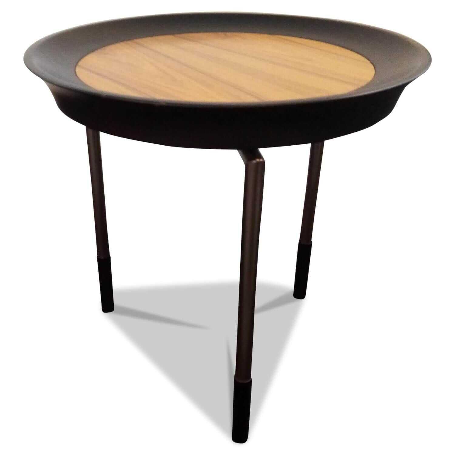 Giorgetti - Beistelltisch Athene Massivholz Eiche Gestell Schwarz Silber - 1