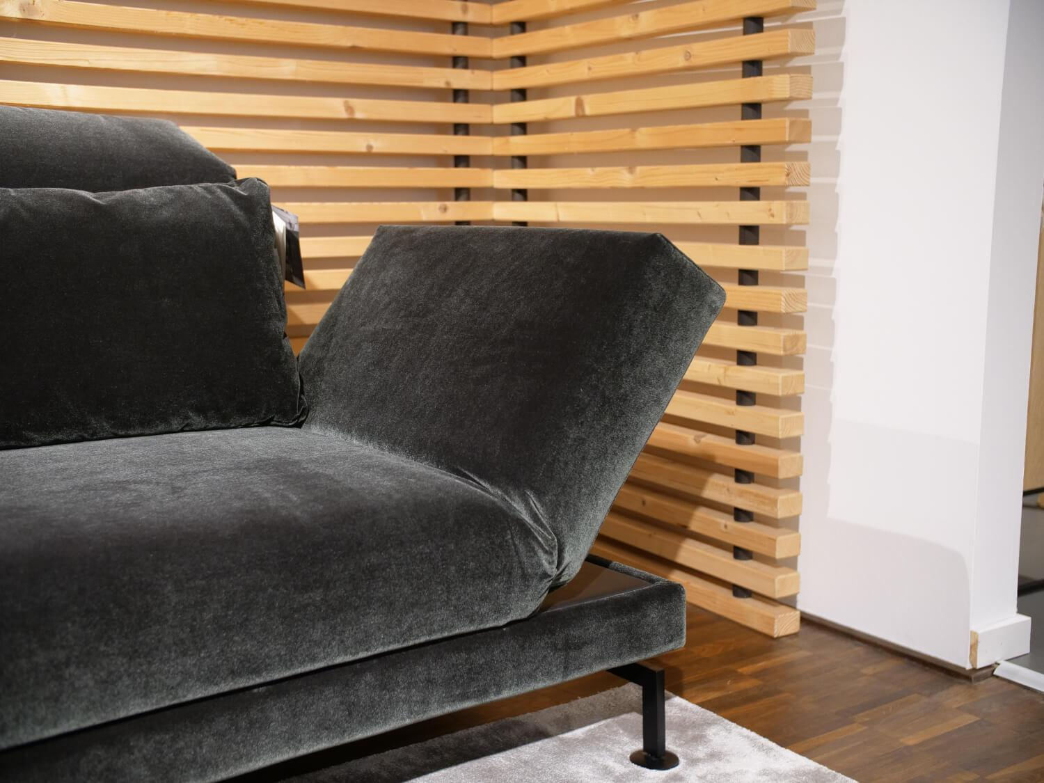 Brühl - Ecksofa Moule Medium Stoff 4473 98 Grau Ablage Leder Lama Grau Gestell Schwarz - 8