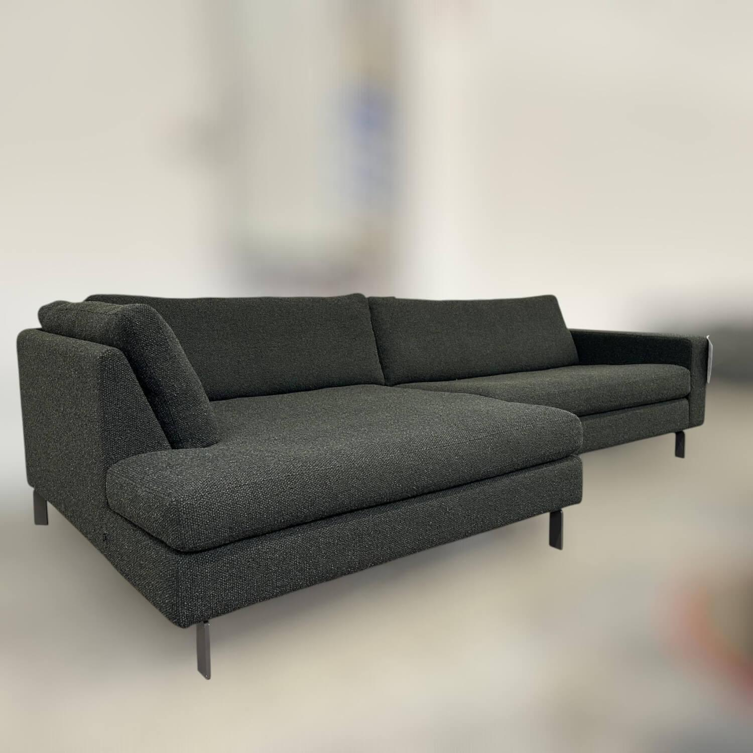 COR - Ecksofa Conseta Stoff C0907 Monza Melange 53 Dunkelgrün Schmalfüße Metall Elephant Grau Lackiert - 2