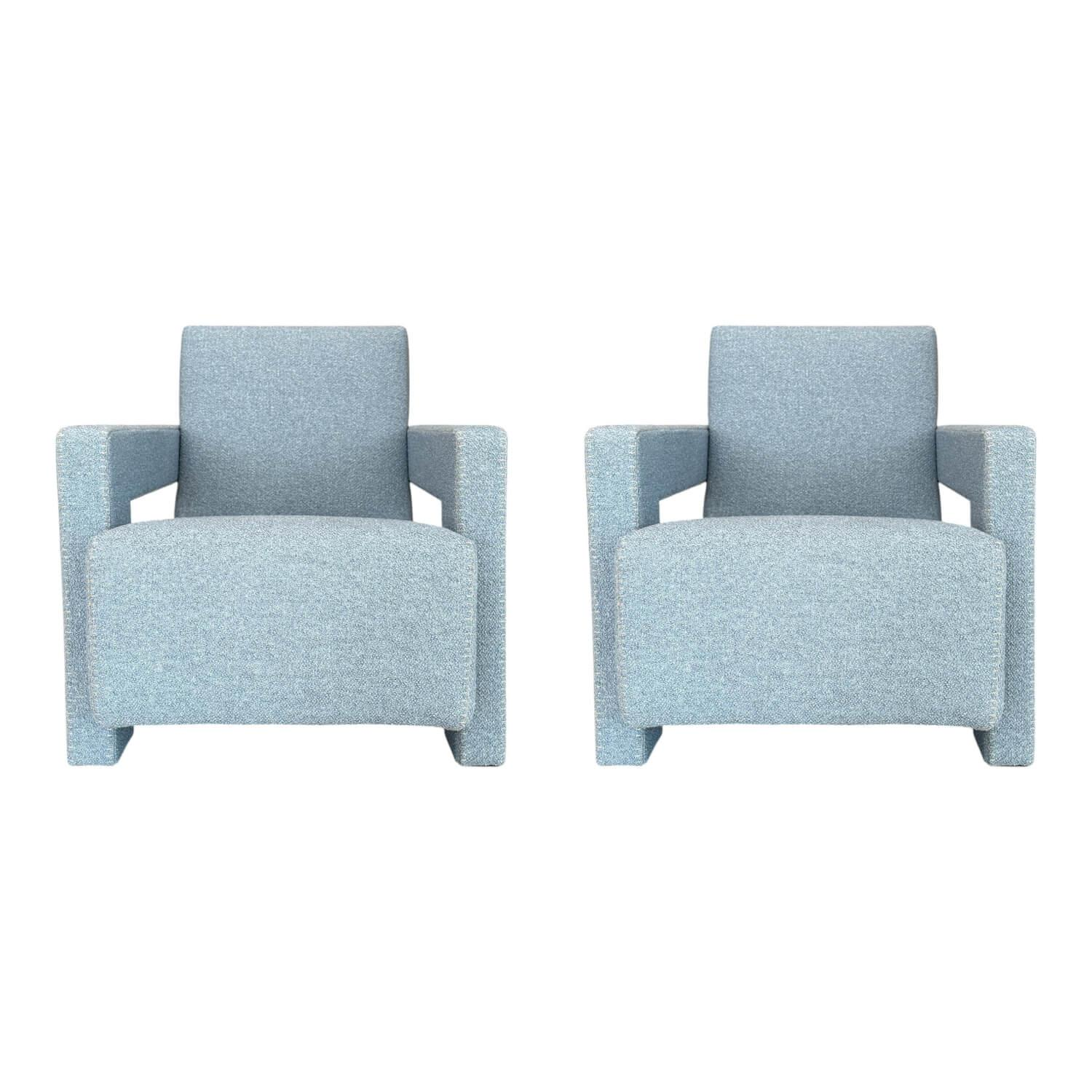 2er-Set Sessel Utrecht 637 01 Stoff Look 13L015 Cielo Blau Füße Kunststoff Schwarz Cassina - 2er-Set Sessel Utrecht 637 01 Stoff Look 13L015 Cielo Blau Füße Kunststoff Schwarz - 1