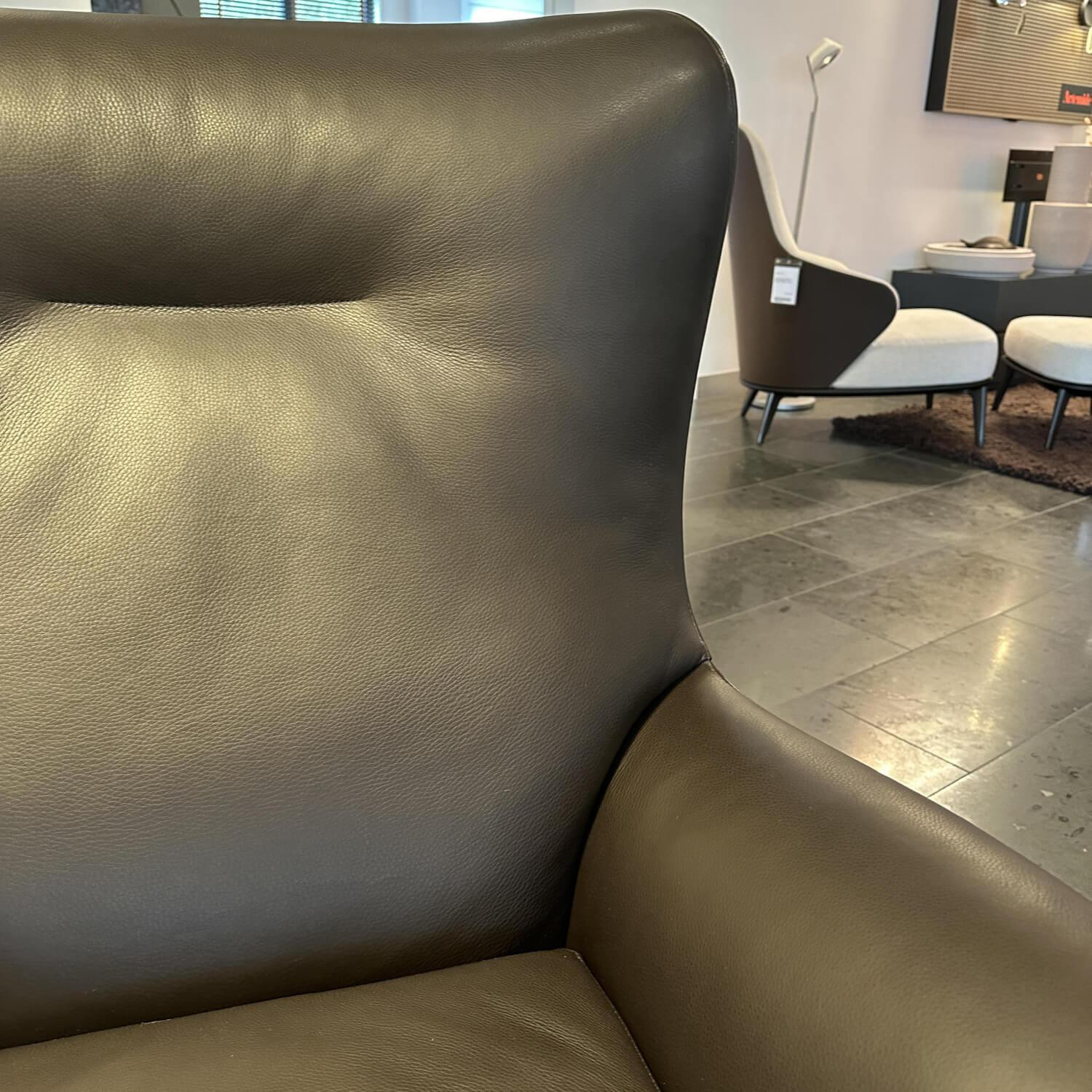 Minotti - Sessel Jensen Bergere Drehbar Leder Pelle Aspen 05 Torbe Braun Gestell Metall Schwarz - 10