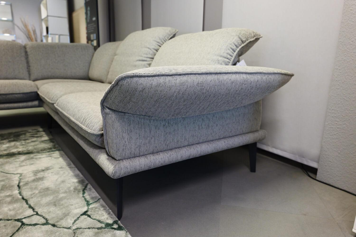 W. Schillig - Ecksofa Sherry Stoff W60 21 Silver Grau Fuß Metall FP6 M95 Anthrazit Mit Kopfstützenverstellung - 5