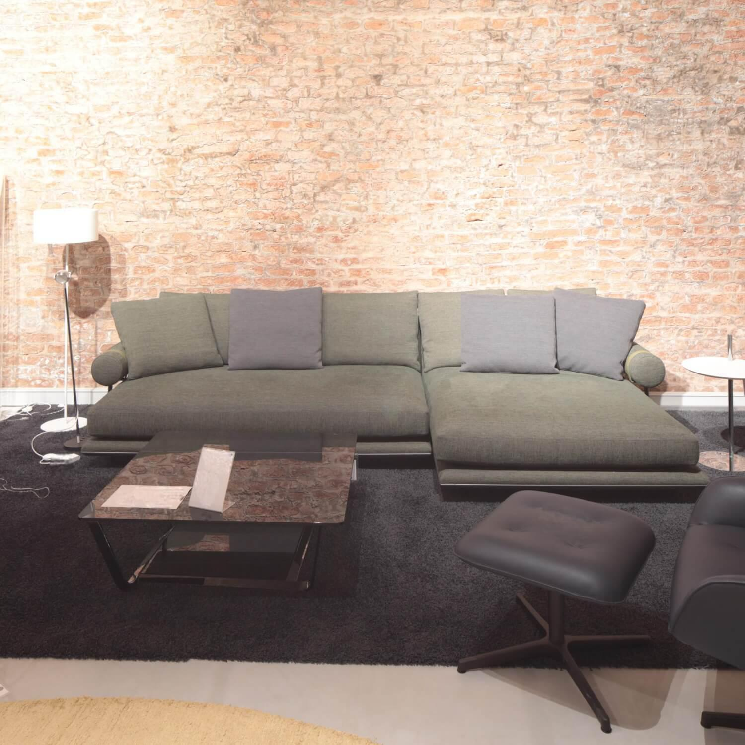 B&B Italia - Ecksofa Noonu Stoff Sara Olivgrün 2625435 Grün Gestell Hartzinn Lackiert Mit Kissen - 3