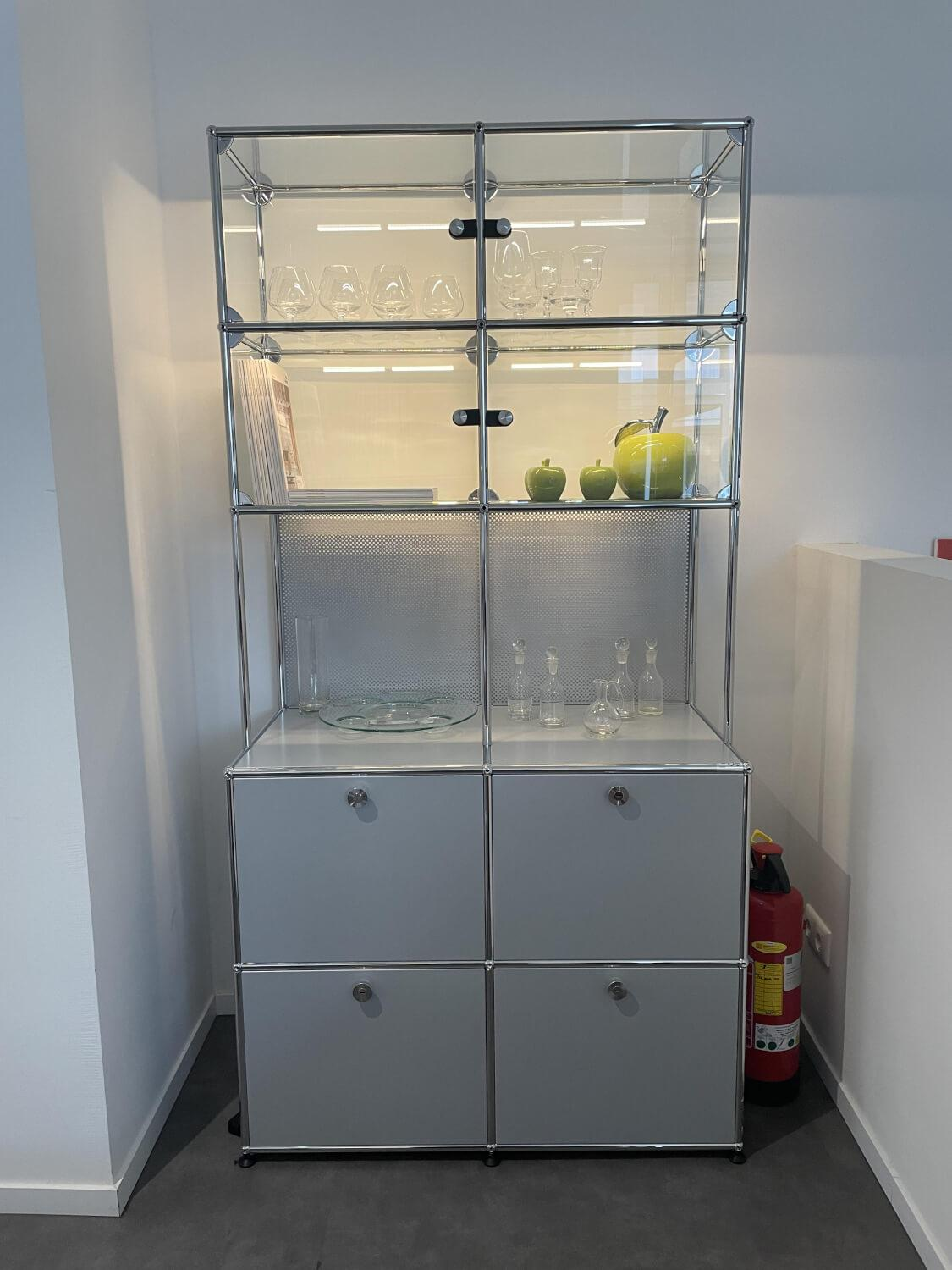 USM Haller - Vitrine Mattsilber mit Glas - 5