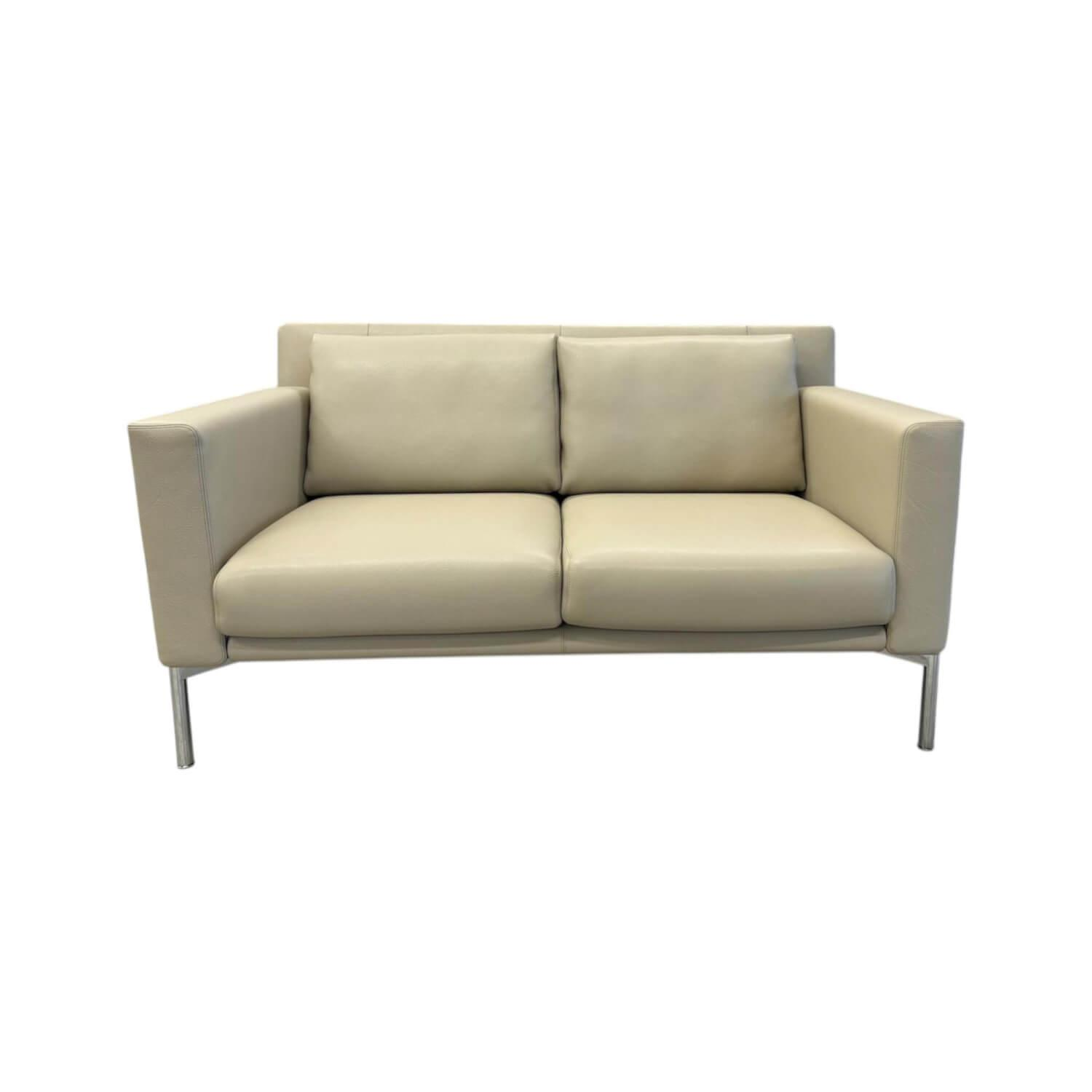 Walter Knoll - Sofa Jason 390 20 Leder Sierra Dune Beige Gestell Silber Hochglanz Verchromt inkl. Funktionsarmlehnen - 1