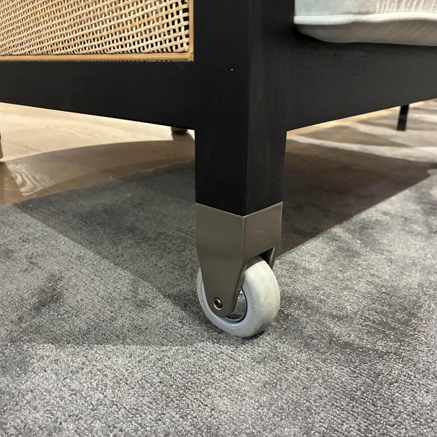 Flexform - Sessel Mozart Sitz Stoff Weiß Rücken Geflecht Gestell Schwarz Gebeizt Mit Rollen - 2