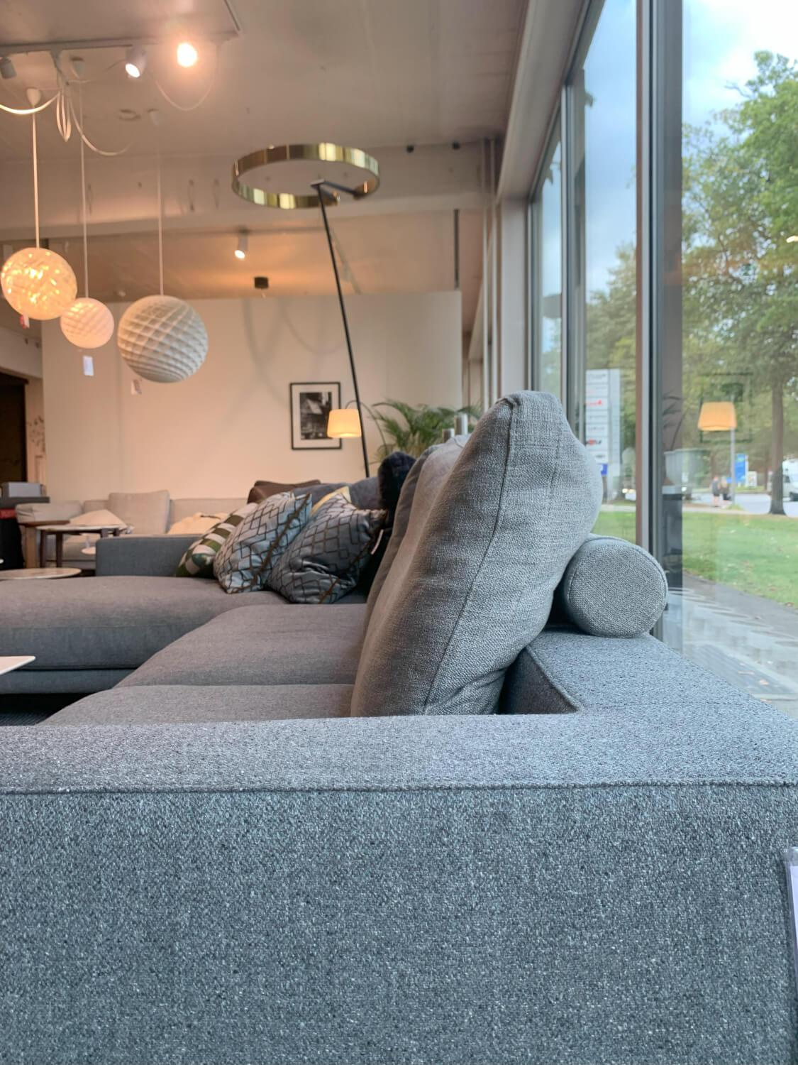 Flexform - Ecksofa Campiello Bezug Stoff Stoff Evelin 596 Grau Füße Brüniert Inklusive Kissen - 5
