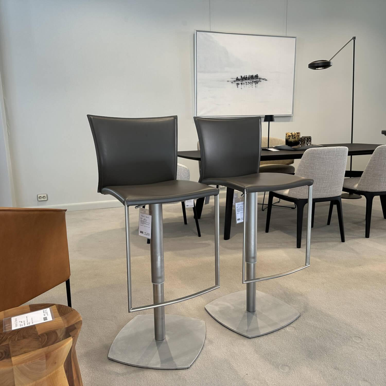 Draenert - 2er-Set Barhocker Nobile 2079 Leder 13 Muscat Braun Fuß Chrom-Matt - 6