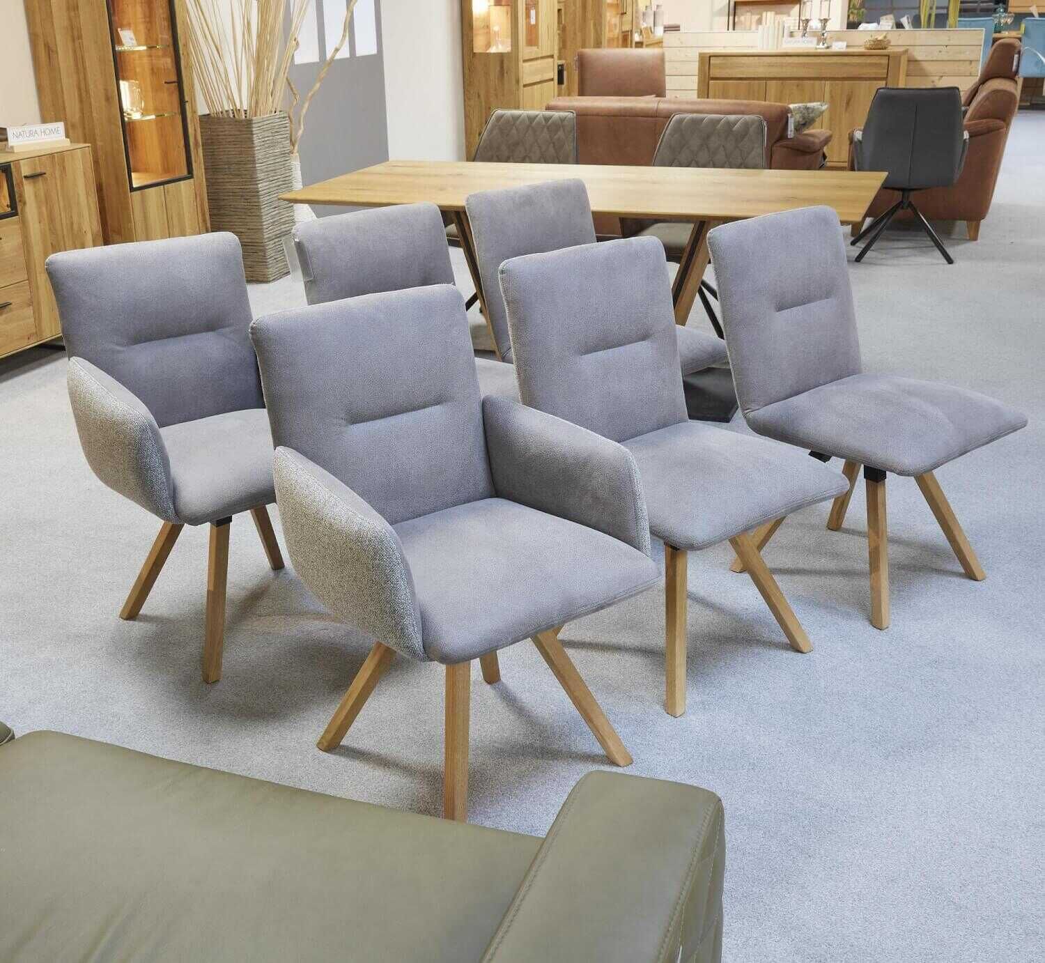 Natura - 6er-Stuhlgruppe 2 Mit Armlehne 4 Ohne Armlehne Stoffkombinationn Fiesta Grau - 1