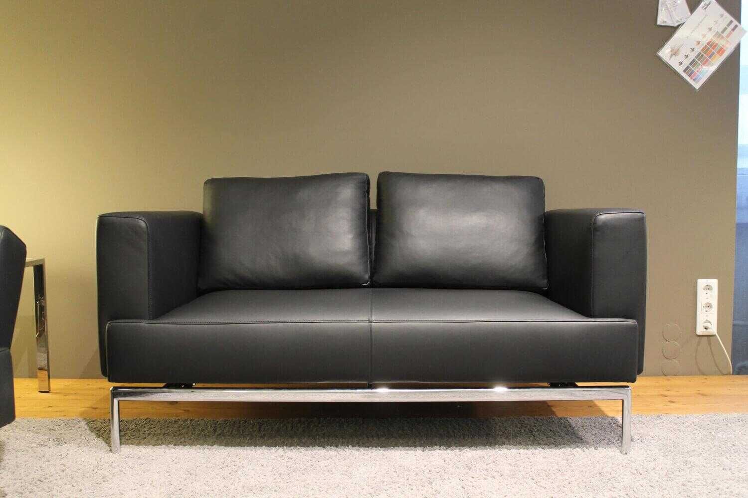 FSM - Garnitur Easy Leder T 99 Schwarz Füße Verchromt 2 Sofas mit Verstellfunktion - 2