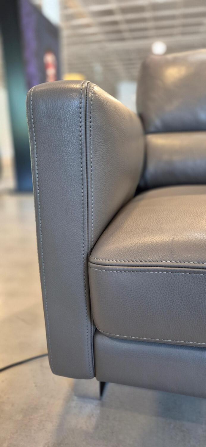 Violetta - Sofa Tino leather 80 night gray with headrest and footrest - 7