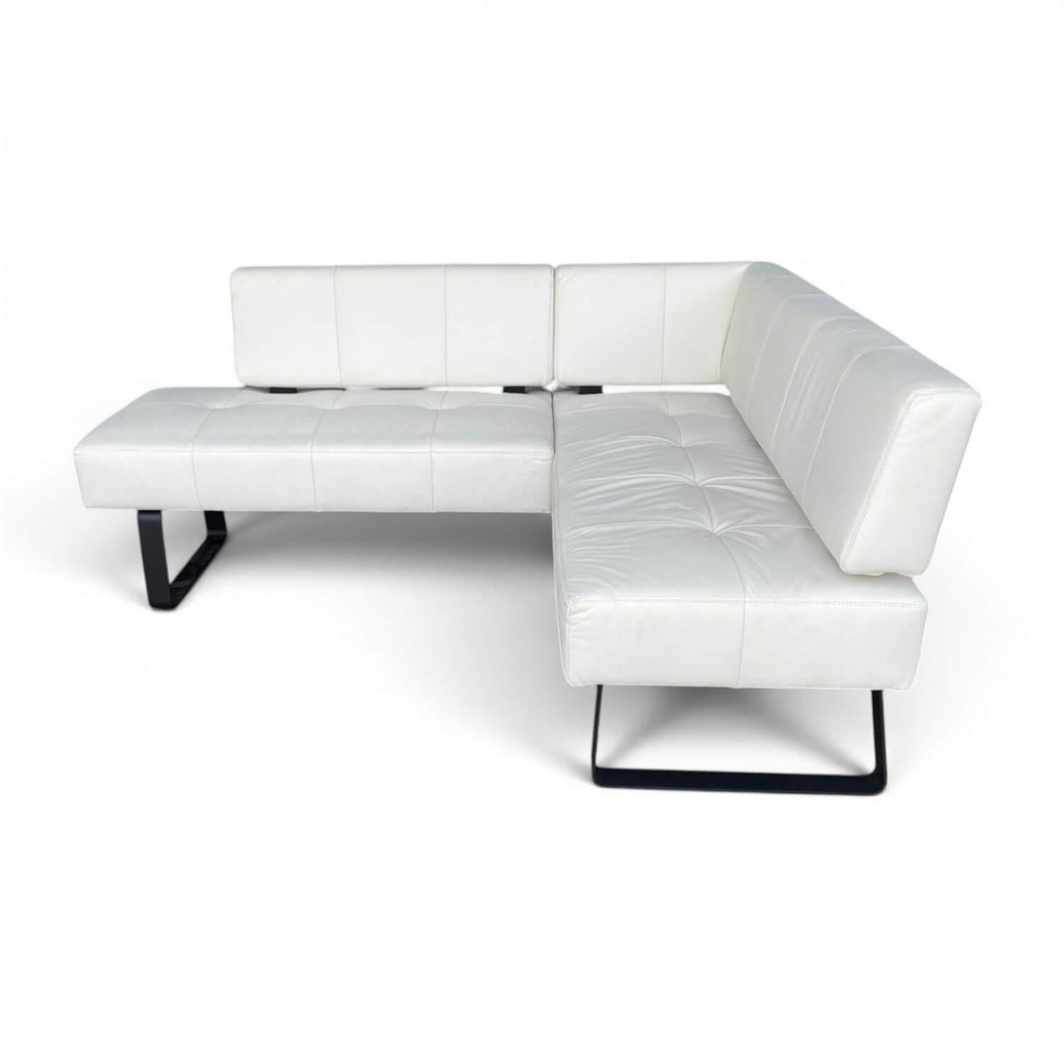 Eckbank 7917 Spider II Leder Longlife Casay 33 Bianco Weiß Gestell Metall Schwarz Pulverbeschichtet