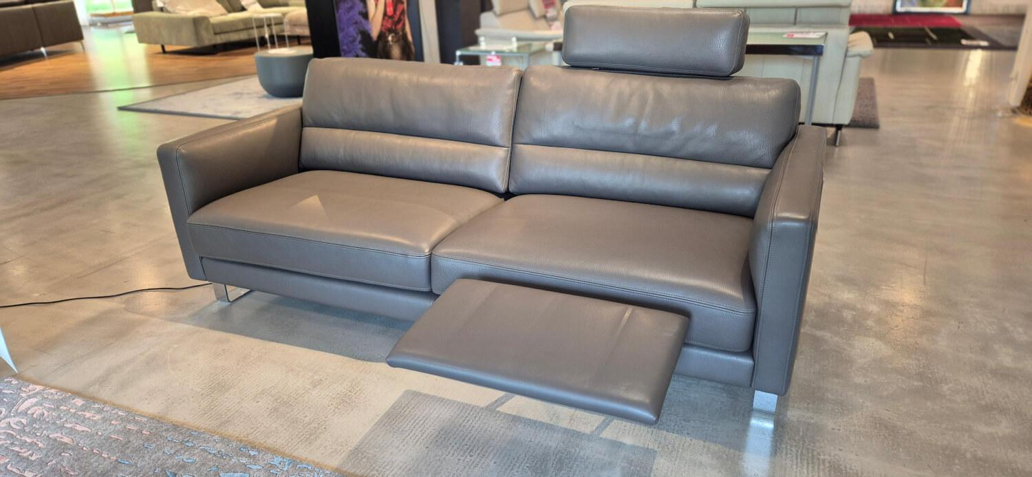 Violetta - Sofa Tino leather 80 night gray with headrest and footrest - 8