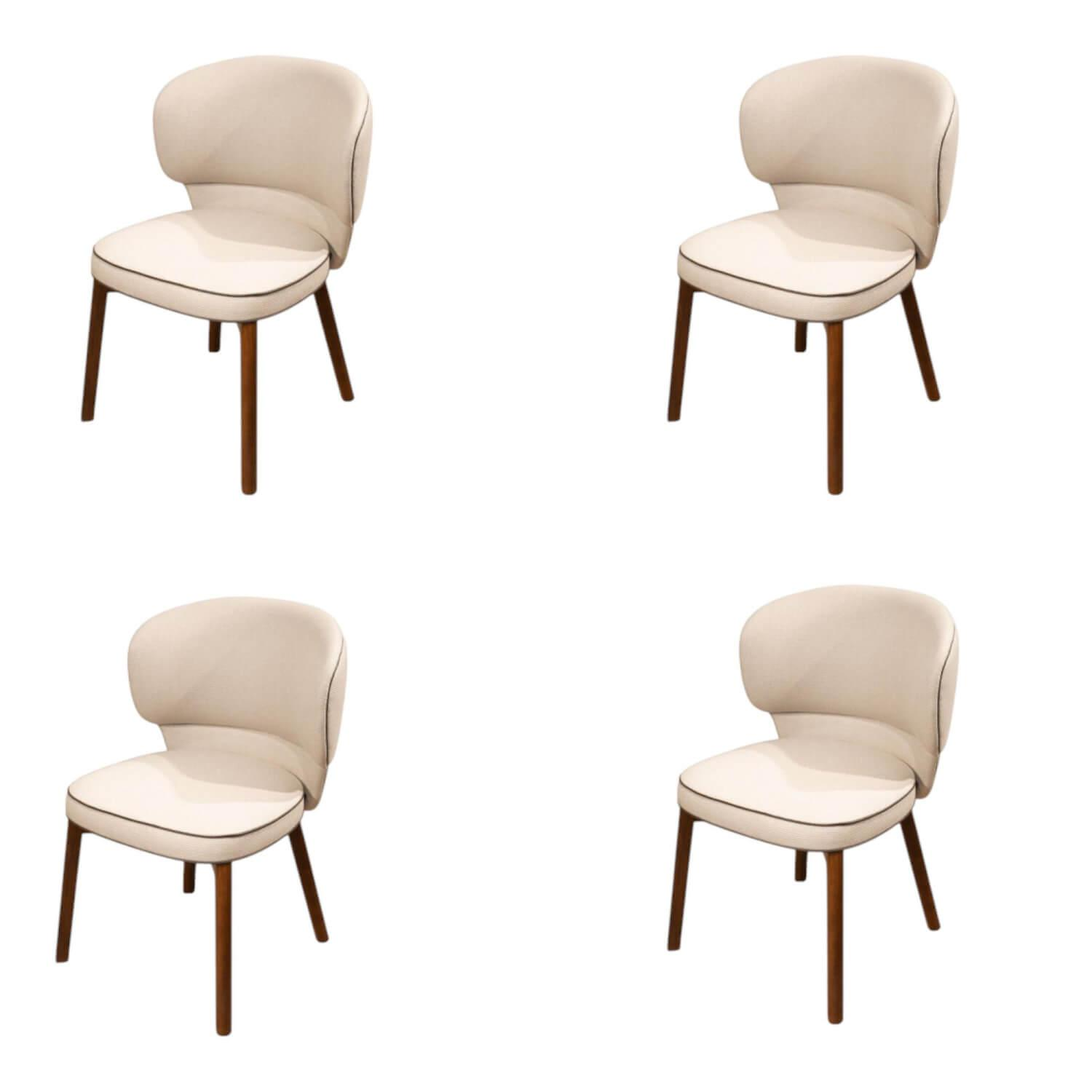 Wittmann - 4er Set Stuhl Morton Stoff Majestic River Beige Keder Mocca Braun Fuß Nussbaum - 1