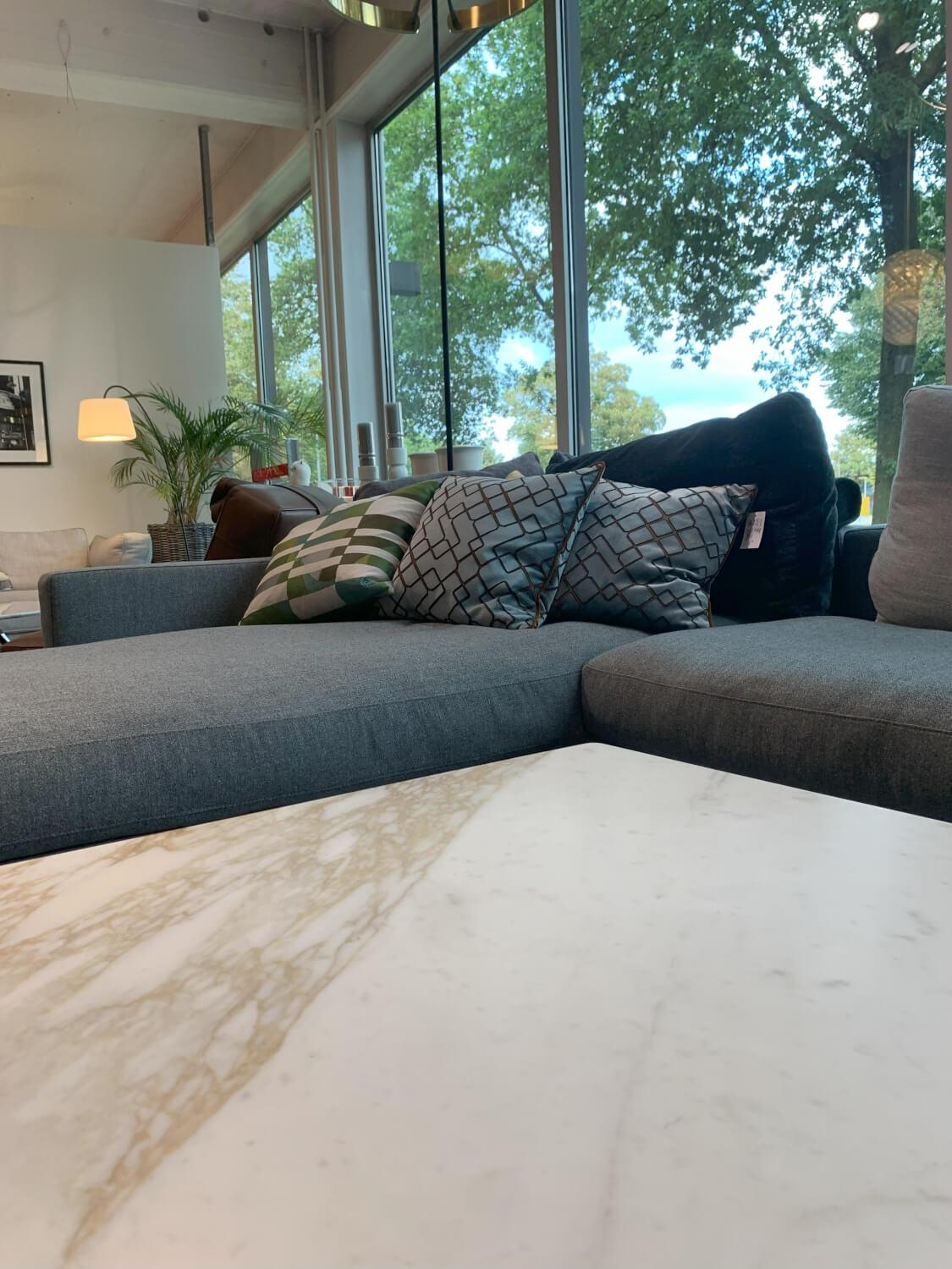 Flexform - Ecksofa Campiello Bezug Stoff Stoff Evelin 596 Grau Füße Brüniert Inklusive Kissen - 7