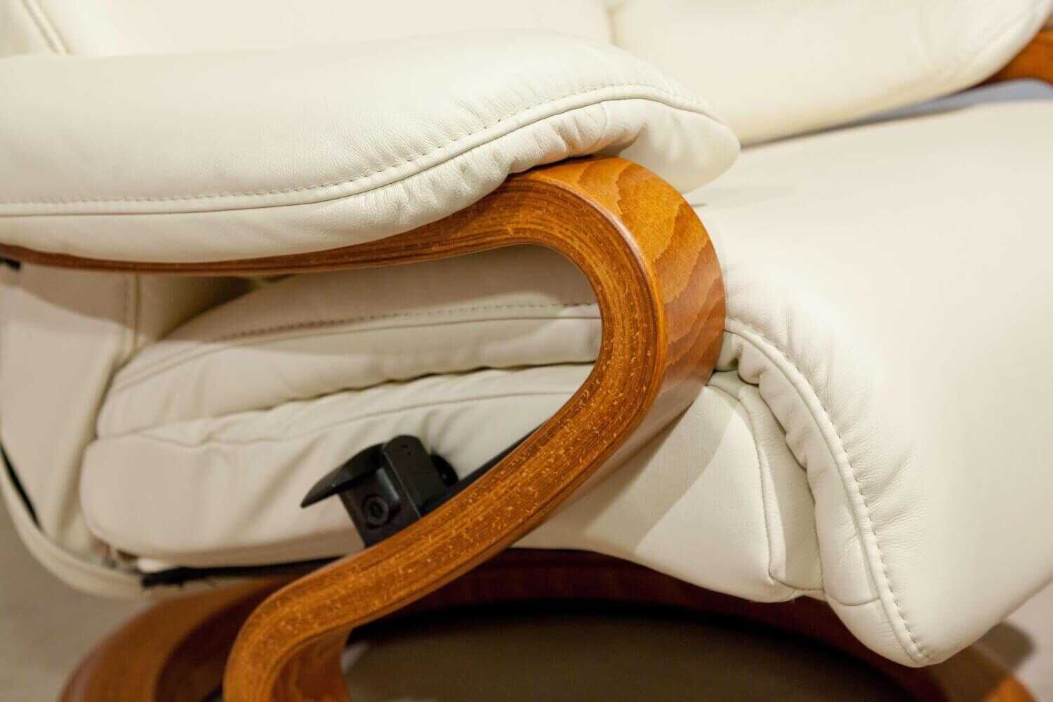 himolla - Sessel 8038 Leder Beige Mit Hocker - 3