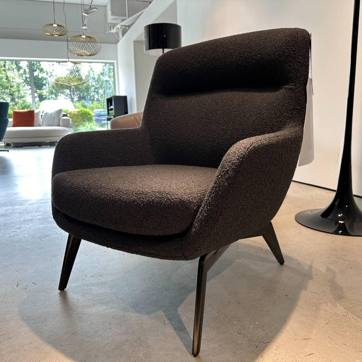 Minotti - Sessel Belt Bergère Stoff Sable 04 Ferro Anthrazit Füße Aluminium Brandy - 6