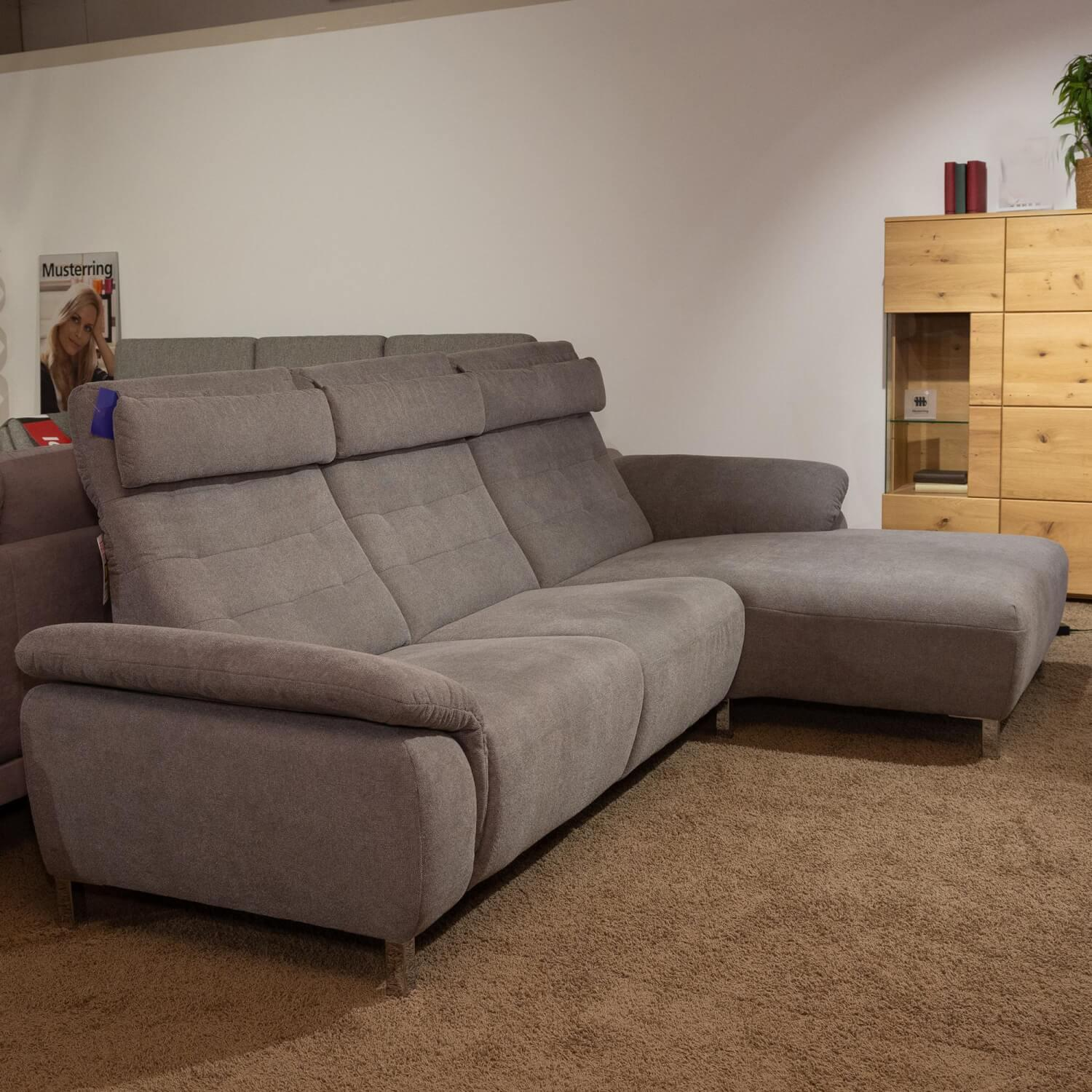 Carina - Polstergarnitur Soft EM Sofia Stoff Free Stone Metallfuß Chrom Glänzend - 4