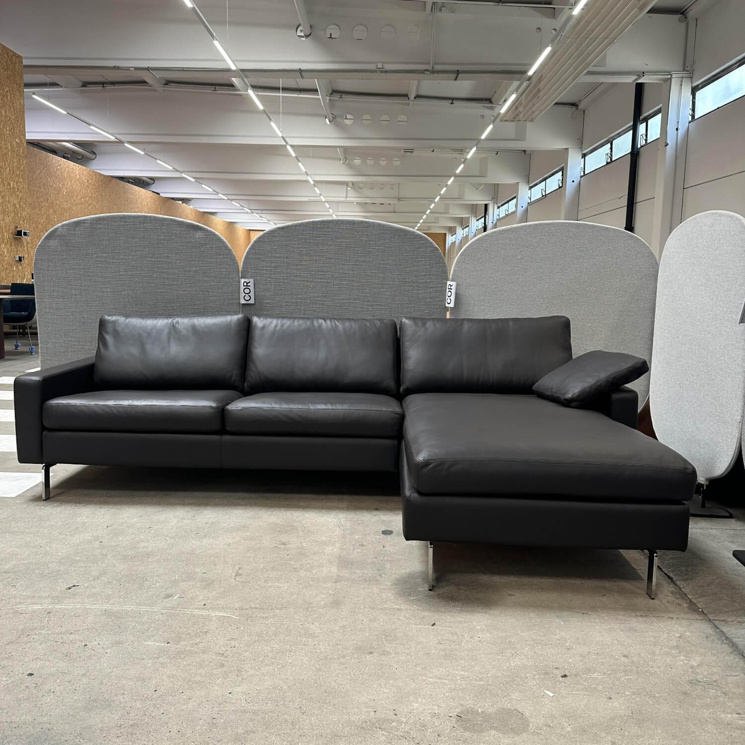 COR - Ecksofa Conseta Leder 284 Mocca Schwarz Braun Schmalfüße Verchromt Inklusive Kissen - 2