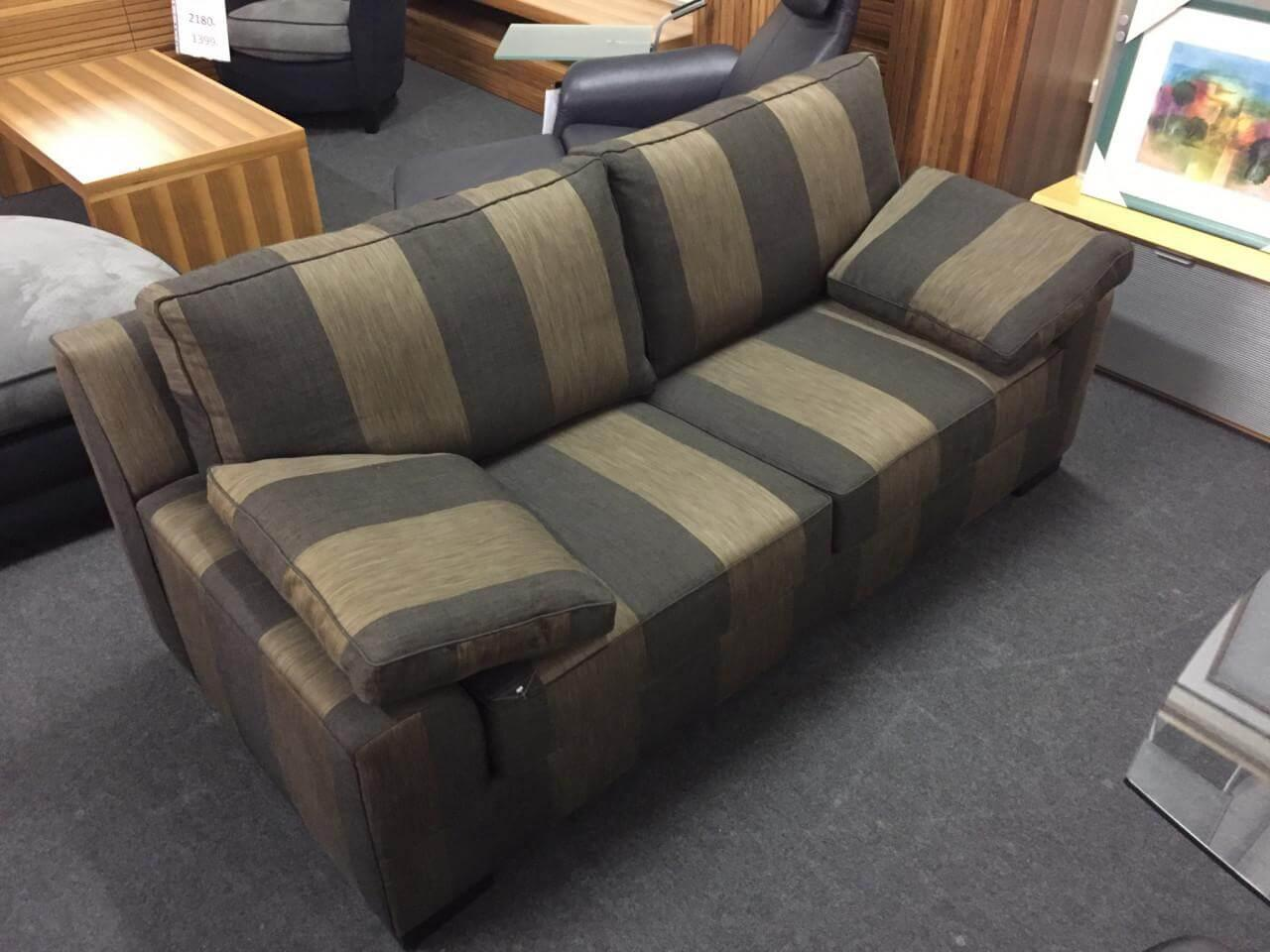 Bielefelder Werkstätten - Sofa Bella Vista Stoff Stripes Anthrazit Und Taupe Beige Grau - 2