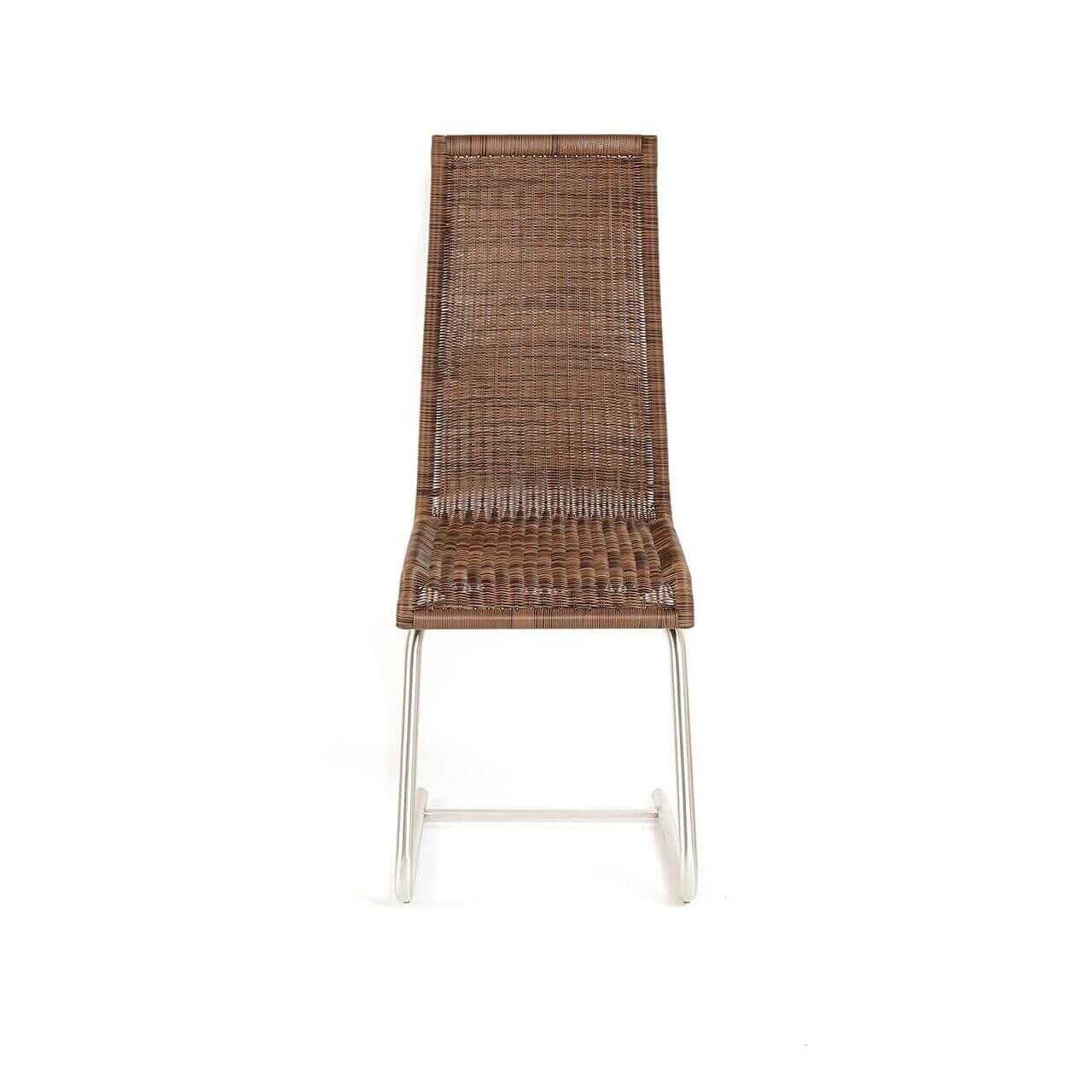 Lavida - 2er-Set Freischwinger Emilio Kunstgeflecht Coffee-Creme Gestell Edelstahloptik - 4