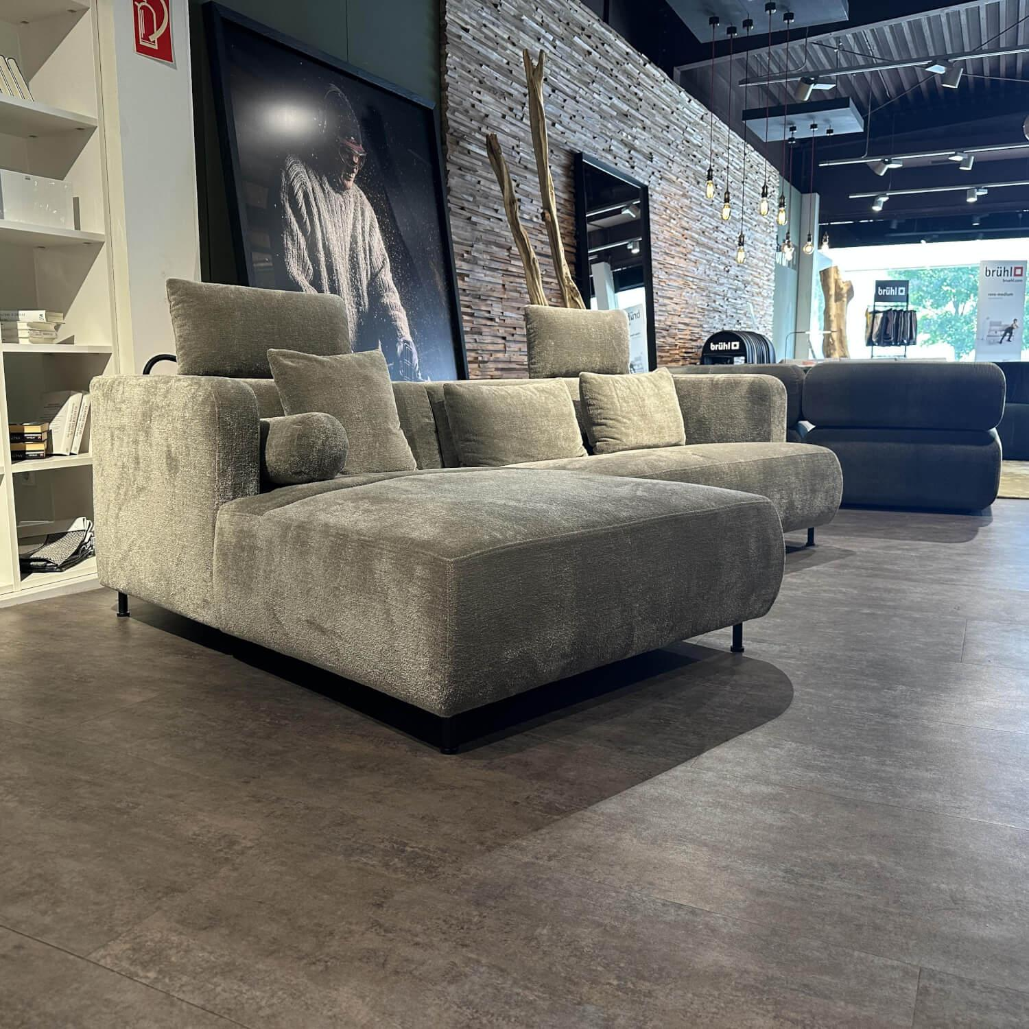 Brühl - Polsterkombination Jubiläumsstoff 6451 0025 Grau Beige Gestell Metall Schwarz Inklusive Kissen - 5