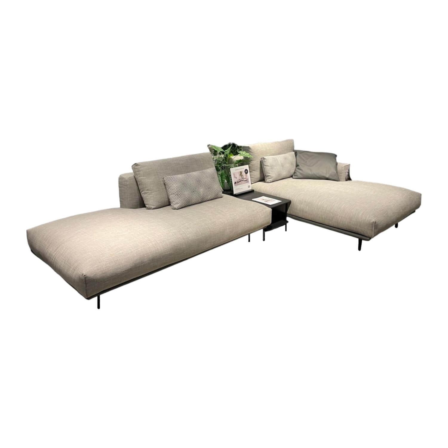 Rolf Benz - Ecksofa Volo Stoff 24 310 Graubeige Podest Leder 36 406 Anthrazitgrau Metallfuß Aluminium Verkehrsschwarz - 1