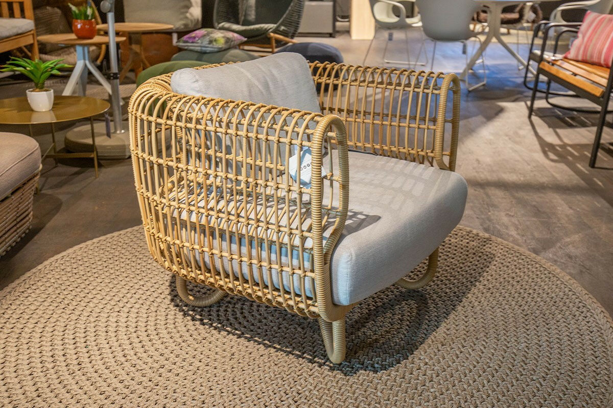 Cane Line - Outdoor Loungesessel Nest Stoff Natte Light Grey Hellgrau Gestell Aluminiumrahmen Außen Weave - 5