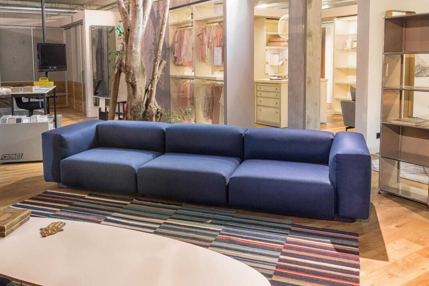 Sofa Soft Modular Stoff Blau ohne Kissen