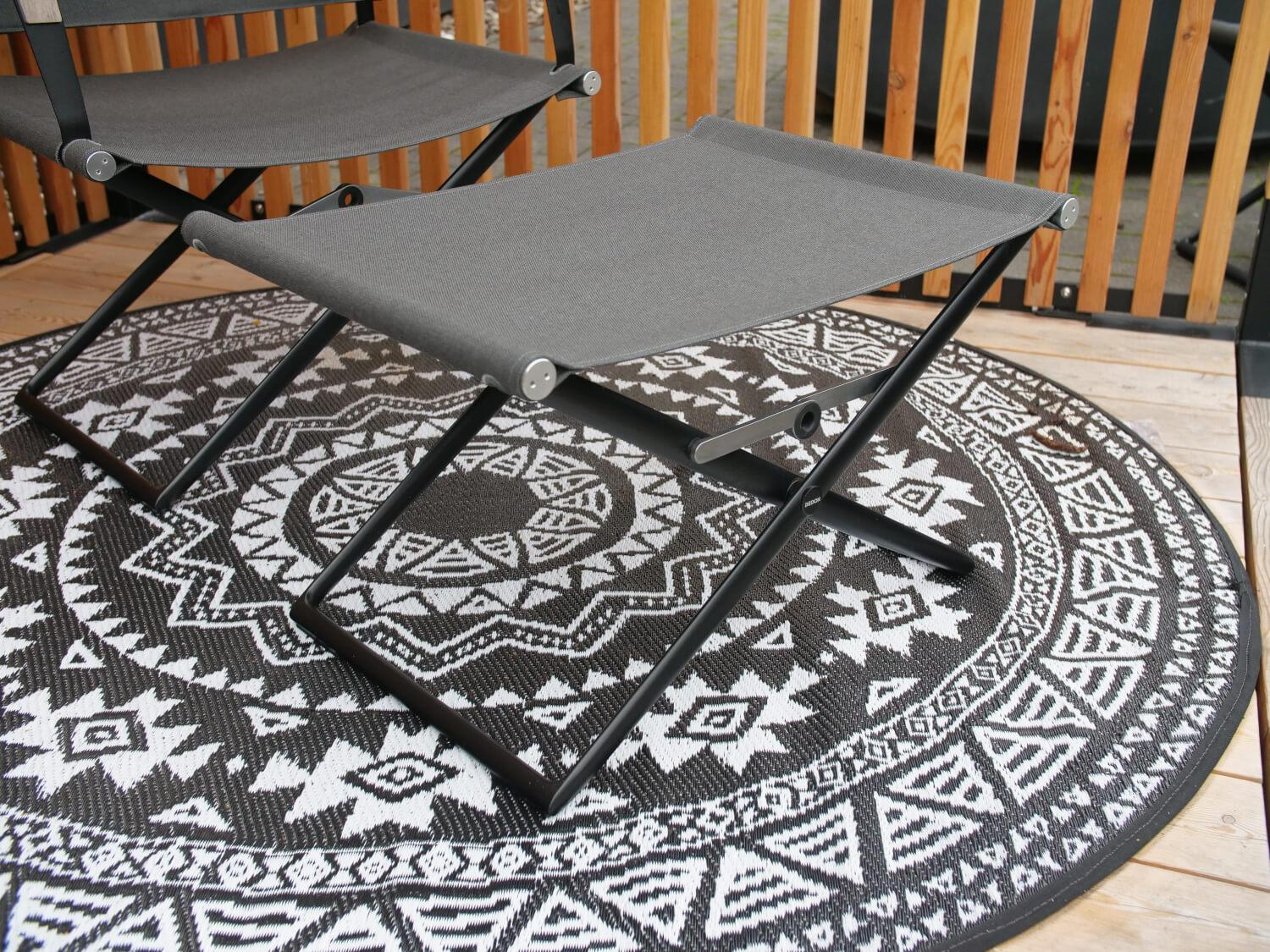 DEDON - Sessel Seax Stoff Sling Sail Shade 627 Rahmen Schwarz Armlehnen Mit Hocker - 5