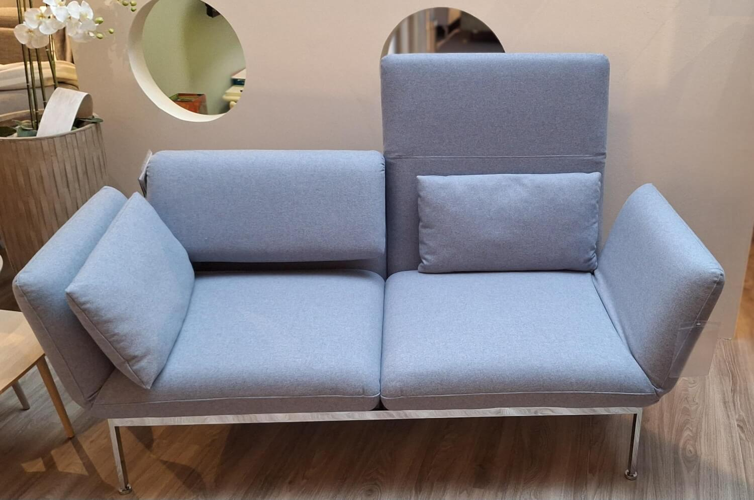 Brühl - Sofa Roro Medium Zweisitzer Stoff 4476/60 Hellblau Grau Füße Chrom - 3