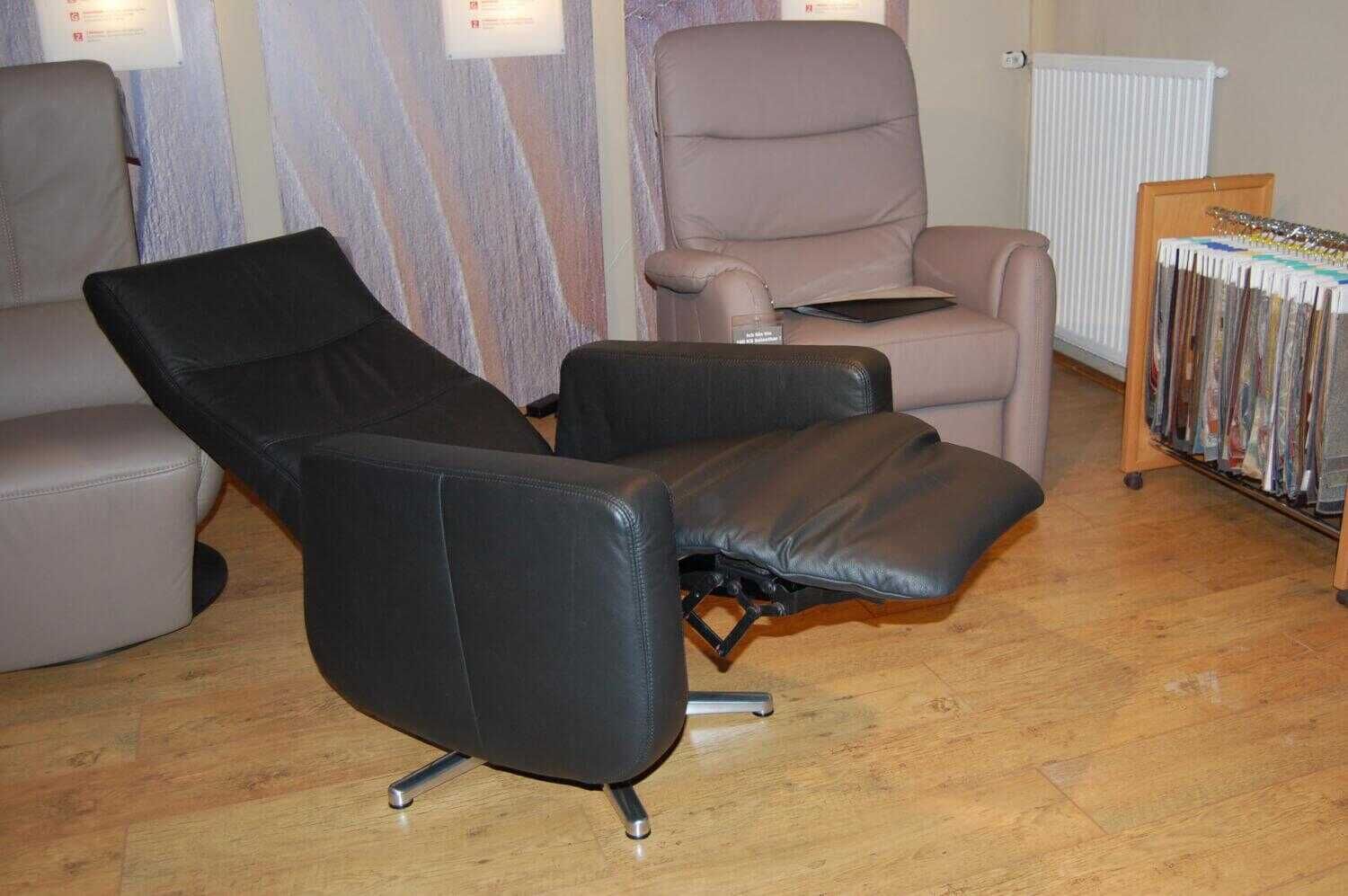 F+S Polstermöbel - Sessel Dreamline Leder 20 Meran Schwarz 2-Motorisch Akku - 3