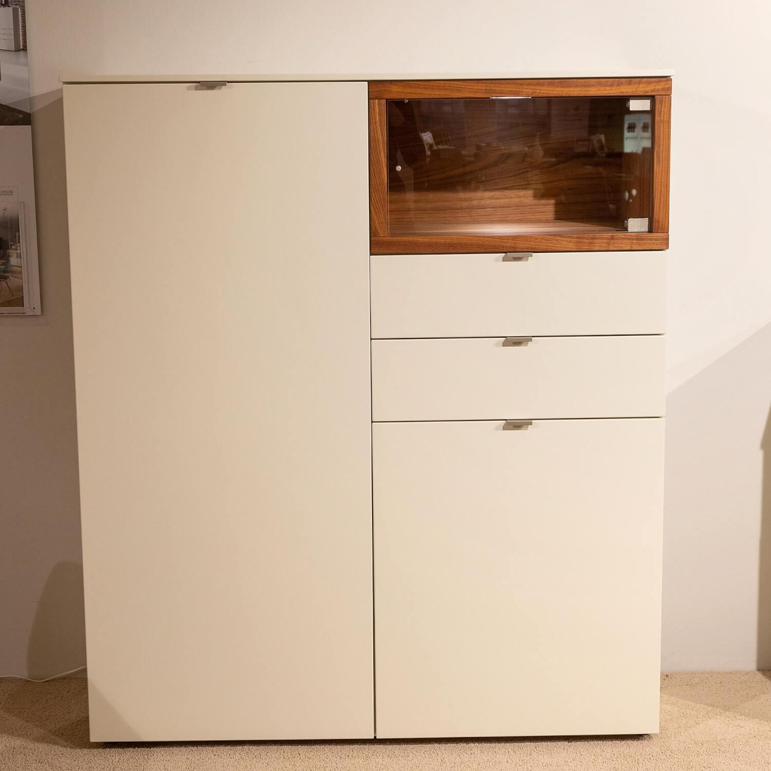 Venjakob - Highboard LS 2680 Lack Weiß Matt Offenes Fach Colorado Nussbaum Geölt - 2