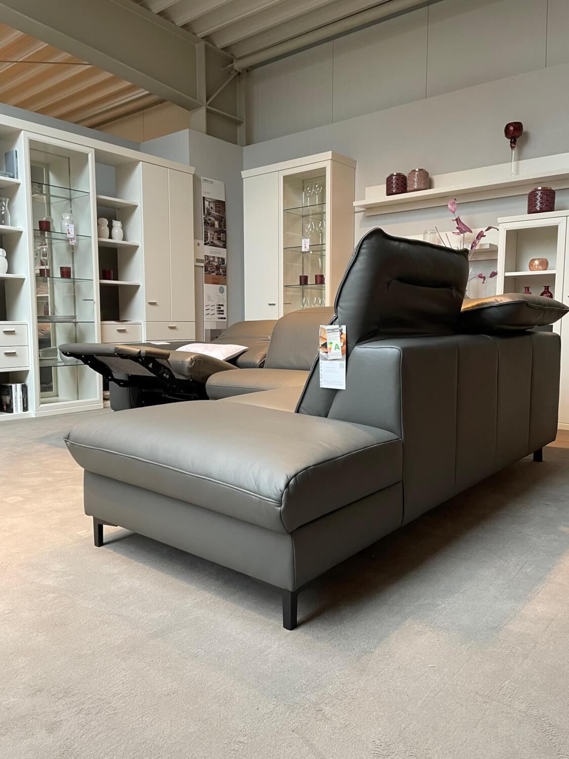 Polinova - Ecksofa Davos Leder L100 Torro Grau mit Relaxfunktion - 7