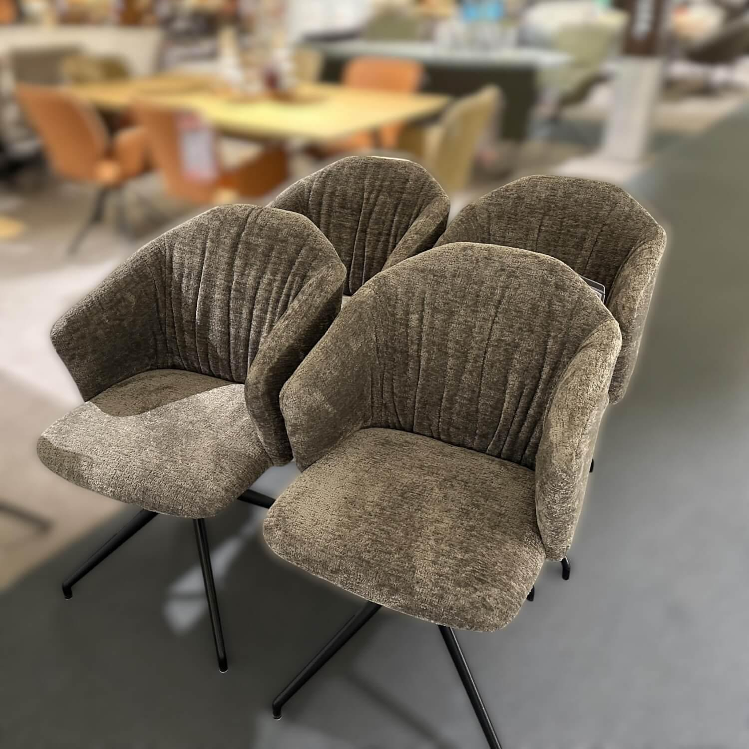 Bacher - 4er Set Armlehnstuhl Noah Stoff Cloud Stone 191 Grau Drehgestell Metall Schwarz Tiefmatt Pulverbeschichtet - 3