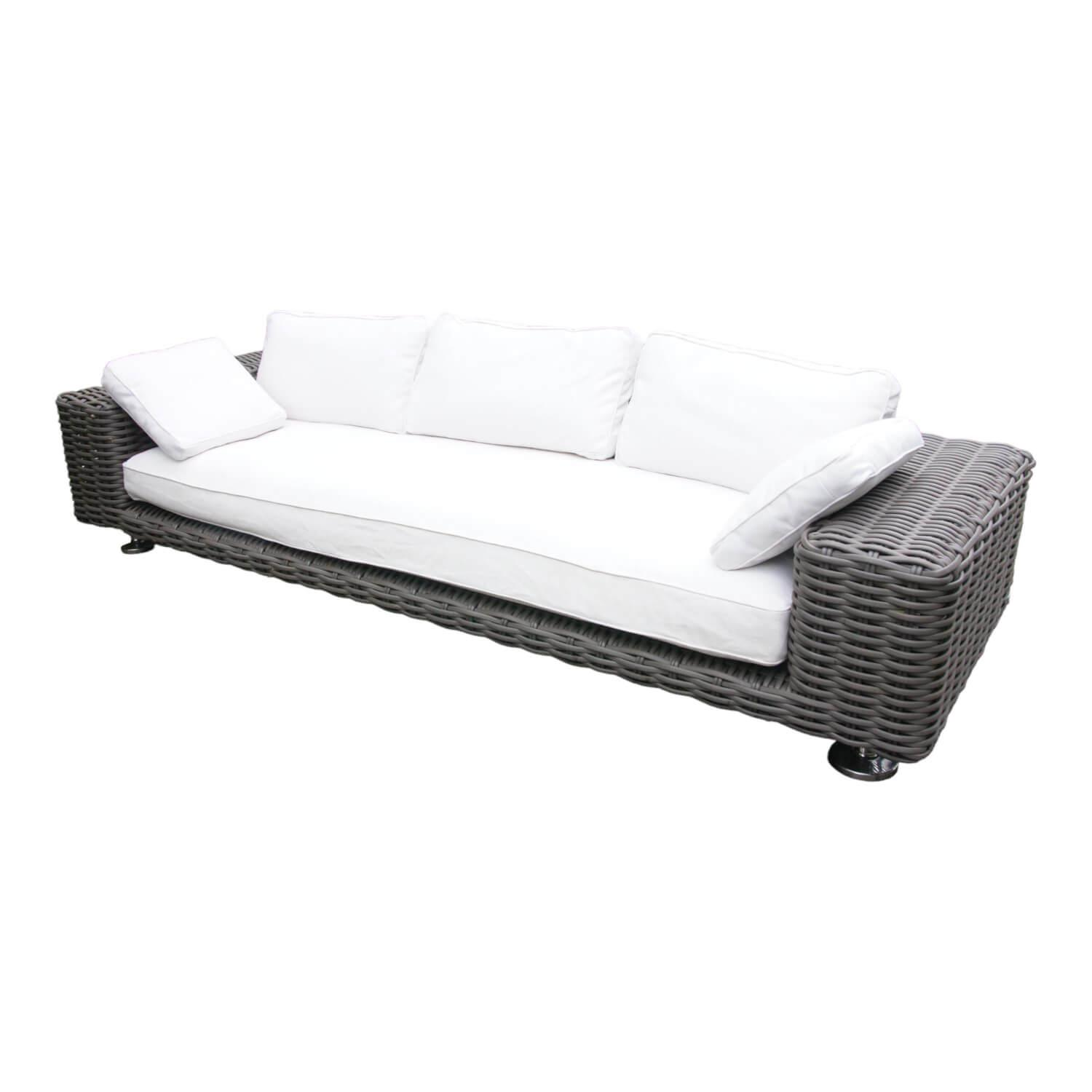 DEDON - Outdoor Sofa 3 Sitzer Paros Farbe Silt Mit Kissenset Dry+ Plush Farben Linen Off White Inklusive Rolle - 1