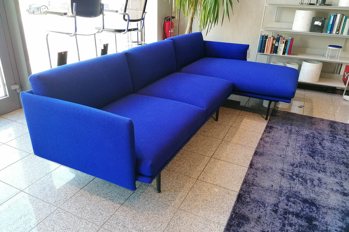 Muuto - Sofa Outline Stoff Kvadrat Hallingdal Royalblau Füße Aluminium Pulverbeschichtet Schwarz - 4