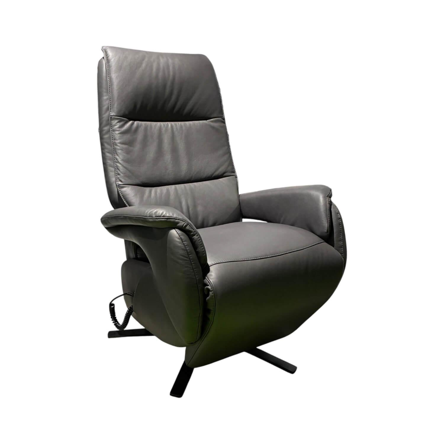 Polsteria - Relaxsessel Relaxa Feeling HV Leder Longlife Evita Anthrazit Sternfuß Edelstahl Schwarz Gebürstet - 1