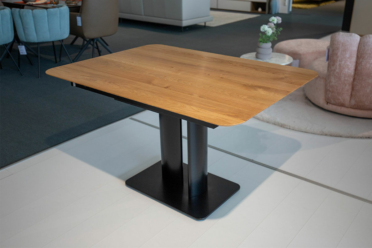 Bacher - Esstisch Tamino Ausziehbar Platte Eiche Massiv Natur Gewachst Gestell Lack Matt Tiefschwarz - 2