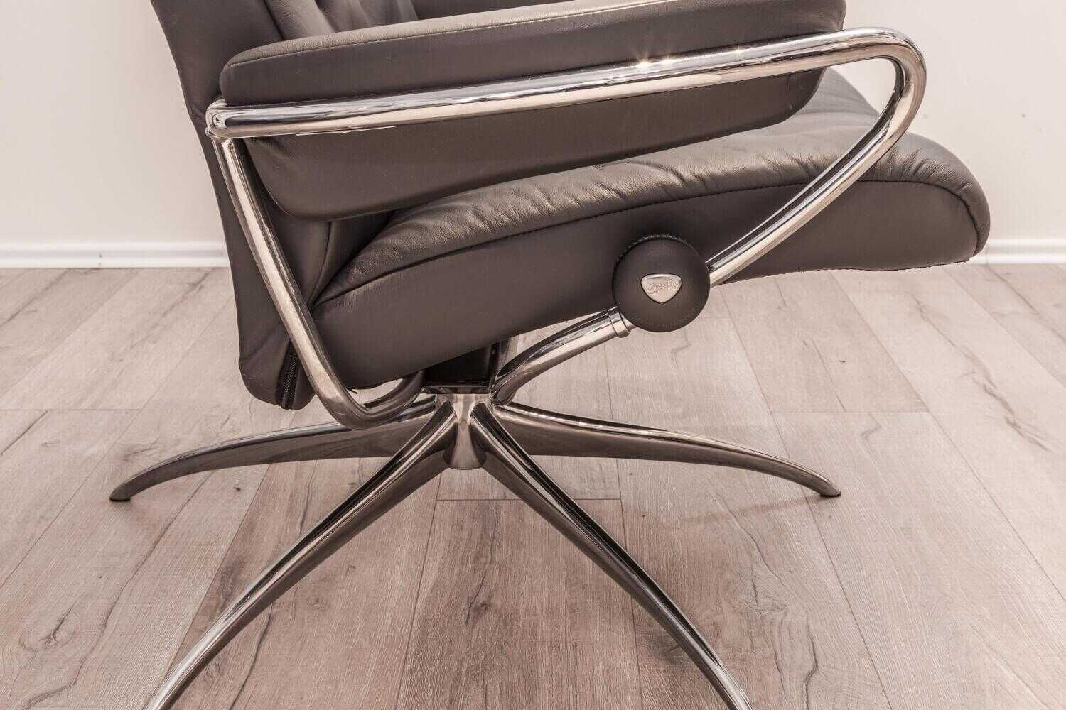 7ff35235276527750ba8580dbf27e40e Stressless - Sessel Metro Low Back Leder Grau Paloma Star Base - 5