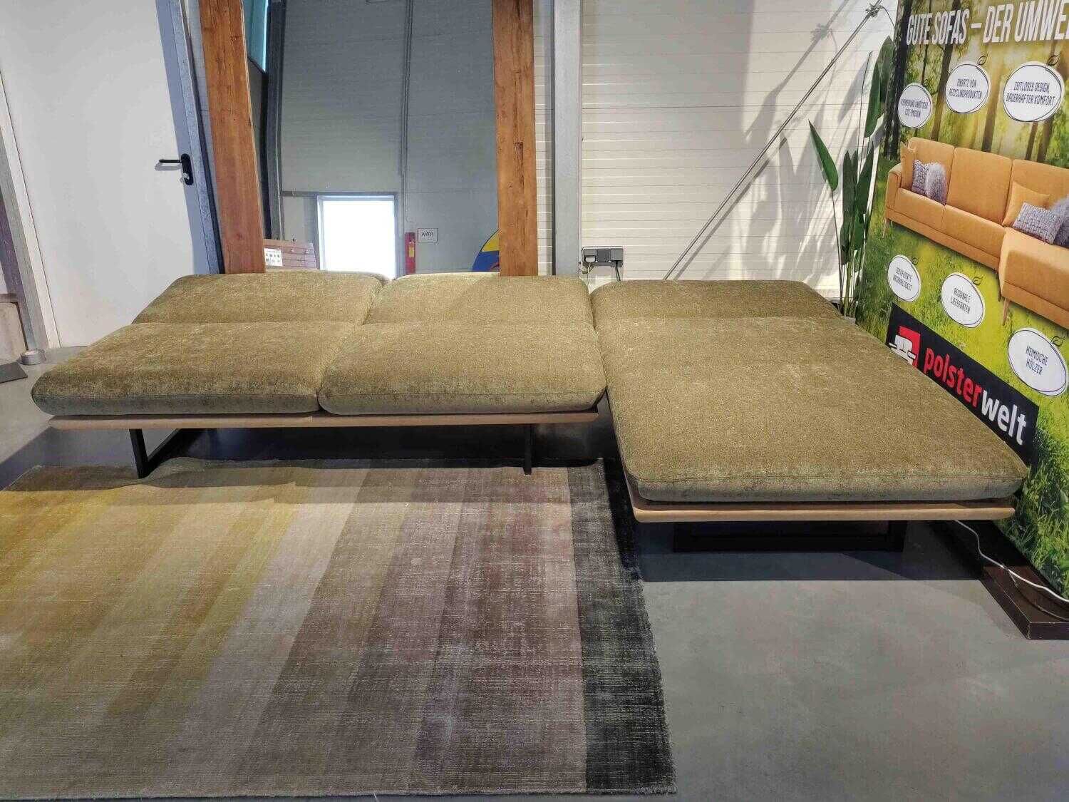 Restyl - Ecksofa Polly Stoff 2-6840 Grün mit 2 Nierenkissen - 11