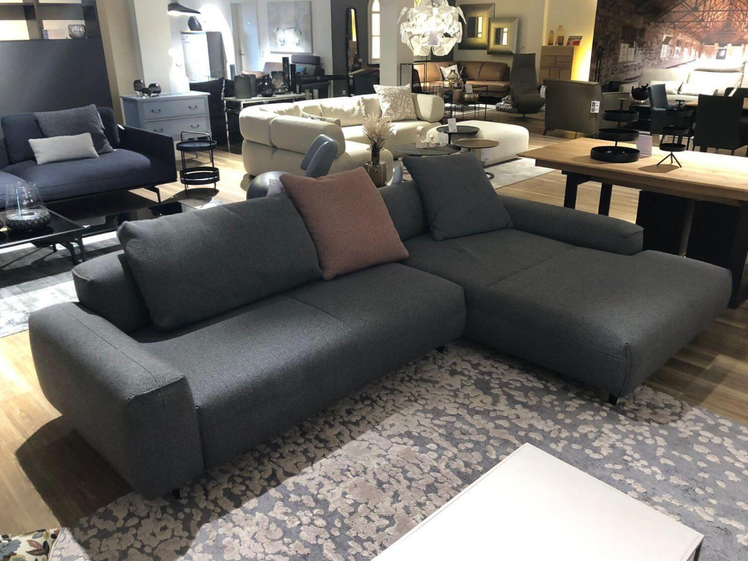 Contur - Ecksofa Atri Stoff Oasis Stahl Grau Füße Metall Anthrazit mit 3 Kissen - 2
