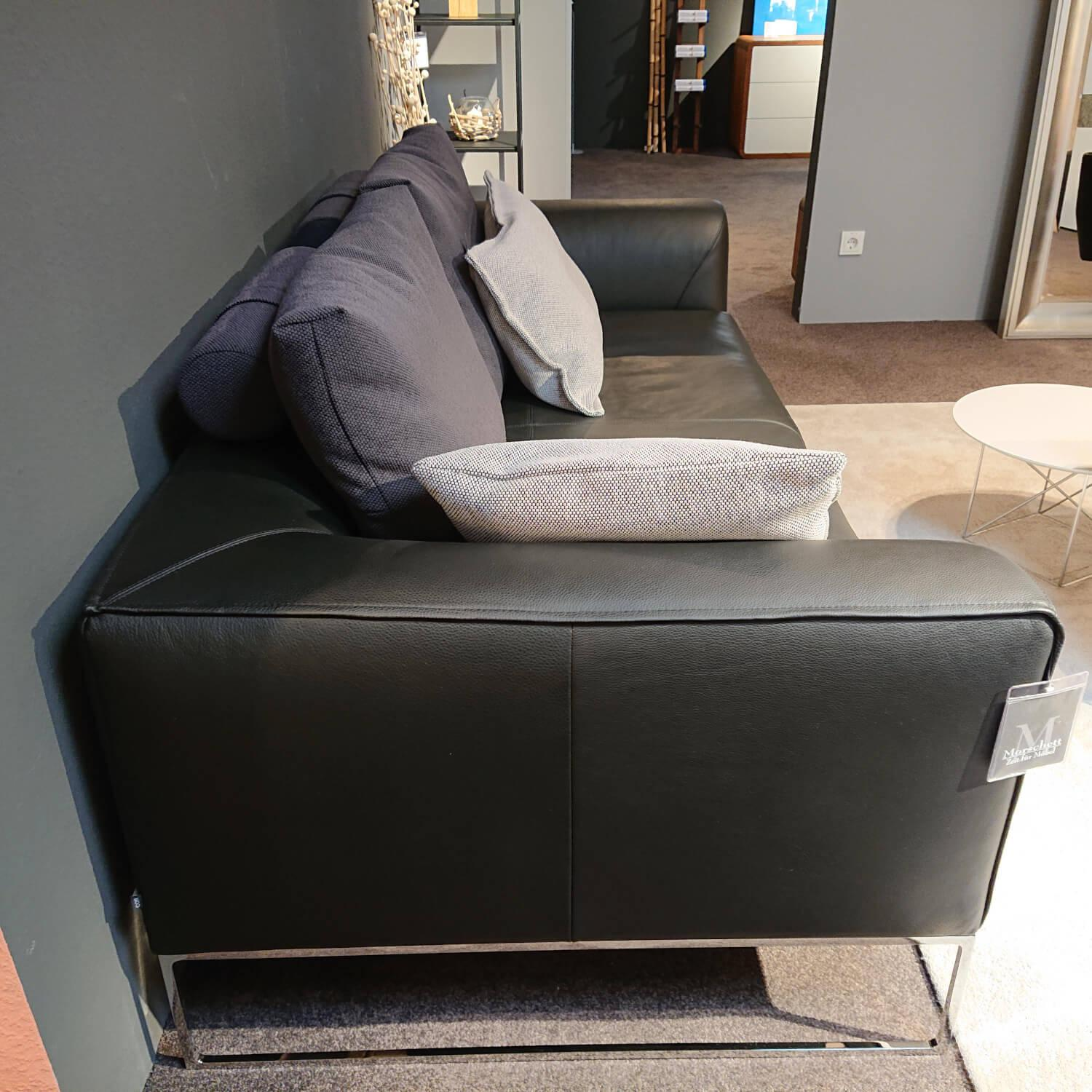 COR - Sofa Mell Leder Semi 286 Schwarz Metalluntergestell Verchromt Inklusive Kissen - 6