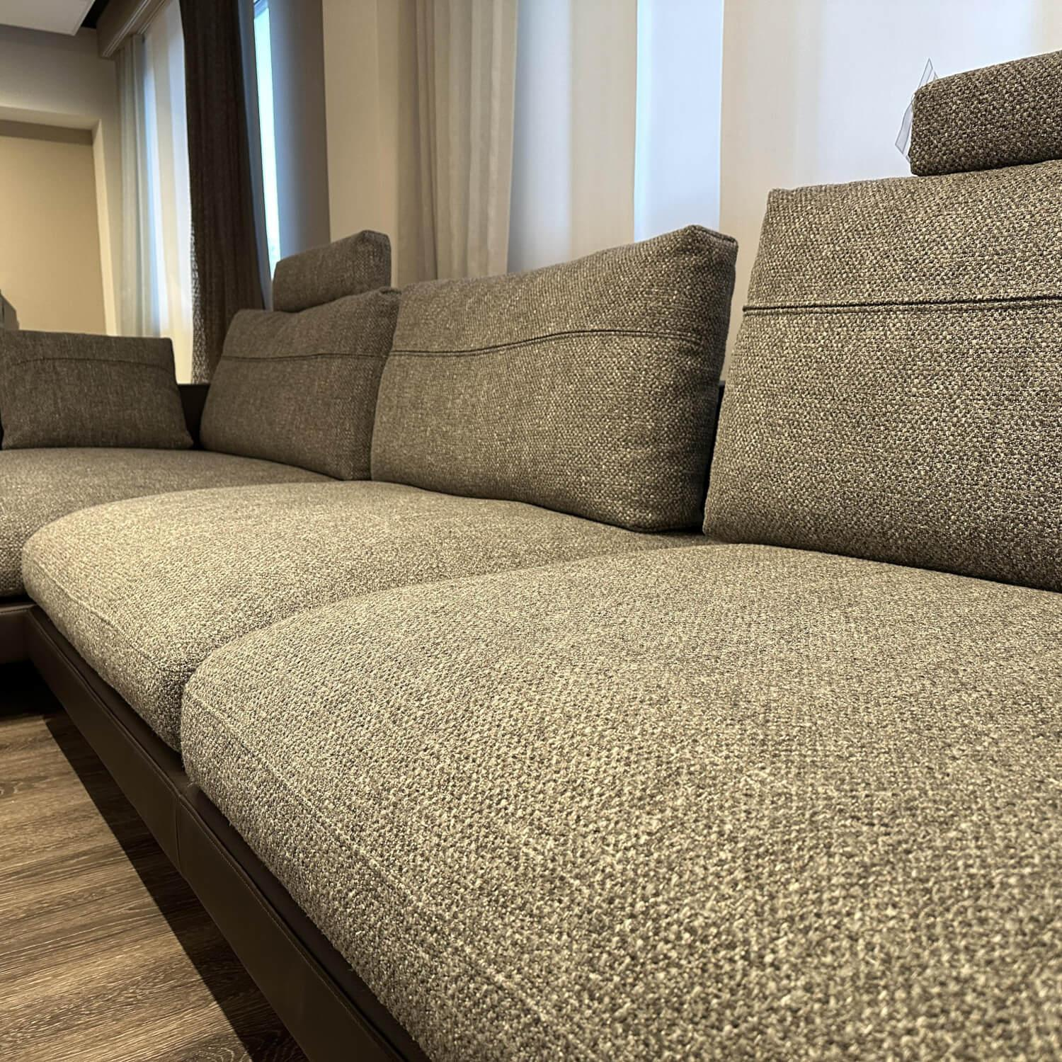 Rolf Benz - Wohnlandschaft Sina Stoff 26 387 Schwarz Grau Leder 38 105 Grau Braun Fuß Schwarz - 3