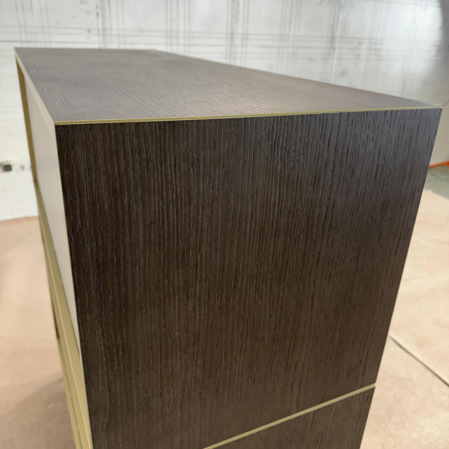 Highboard Domino Holz Wenge Schwarz Innen Gold Schubladen Hellgrau