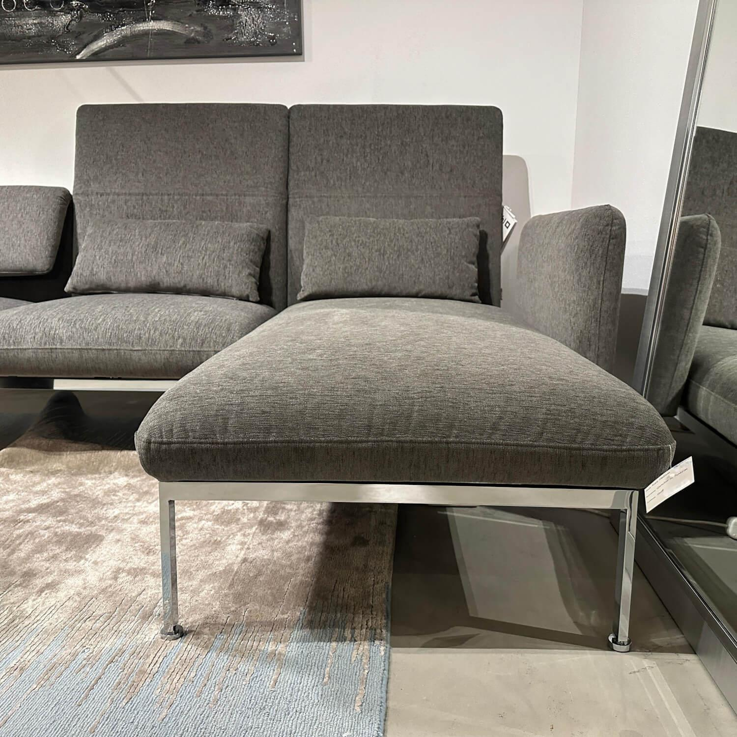 Brühl - Ecksofa Roro Medium Stoff 3249 96 Grau Mit Drehsitz Links Fuß Metall Verchromt - 2