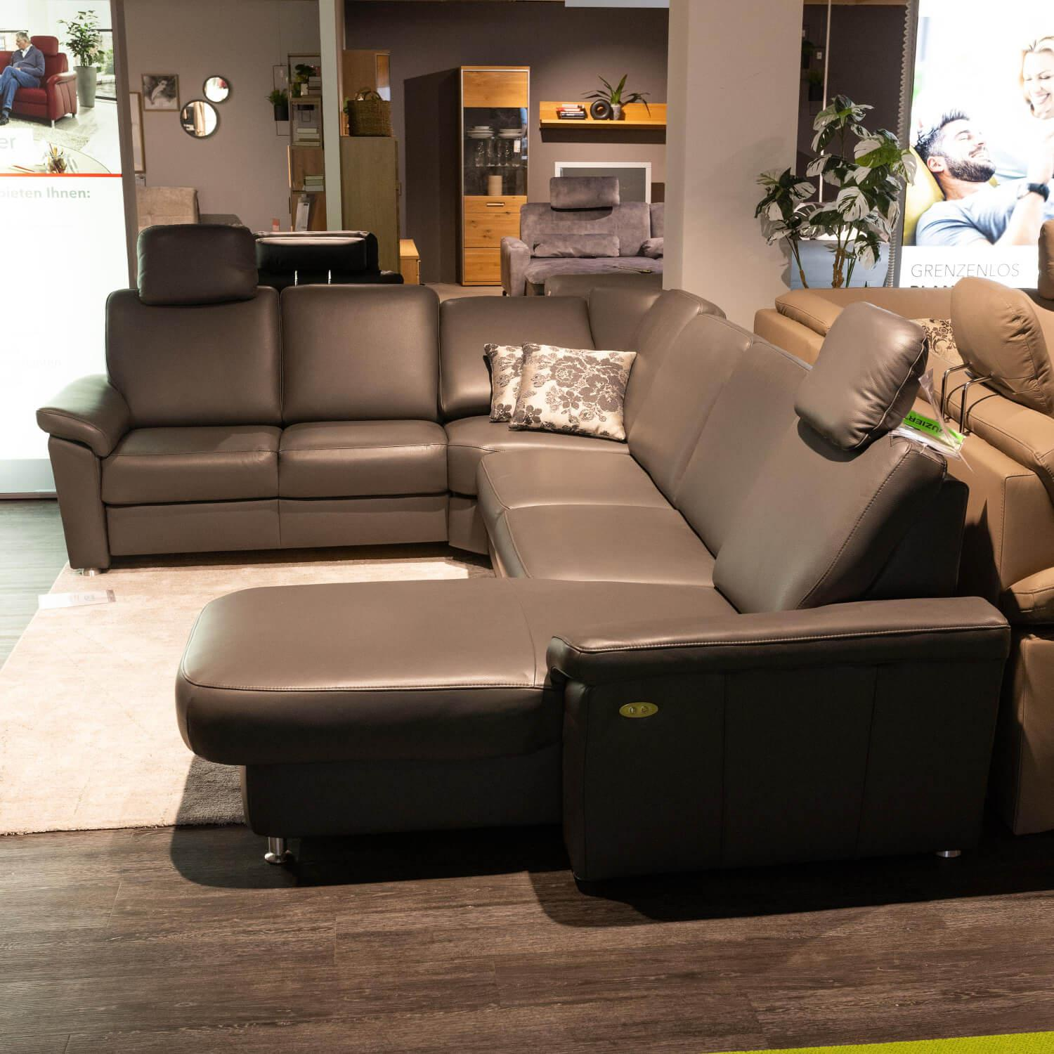 Modulmaster - Wohnlandschaft MM PN1059 Leder BelVita 120 Anthrazit Füße Metall Alufarbig Inklusive Kissen - 3