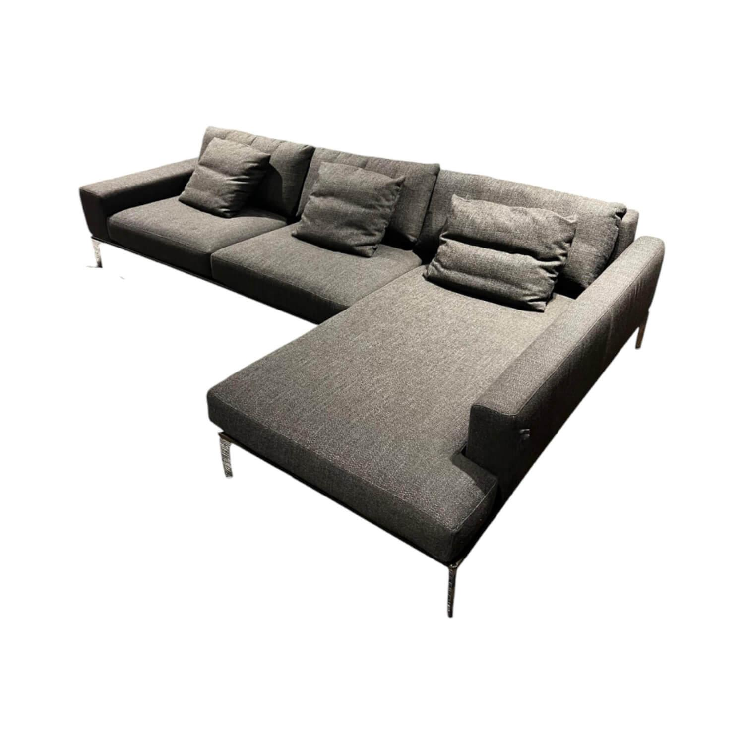 Bielefelder Werkstätten - Ecksofa Spirit 10923 Stoff Joelle B Schlamm Grau Füße Chrom Glänzend - 1