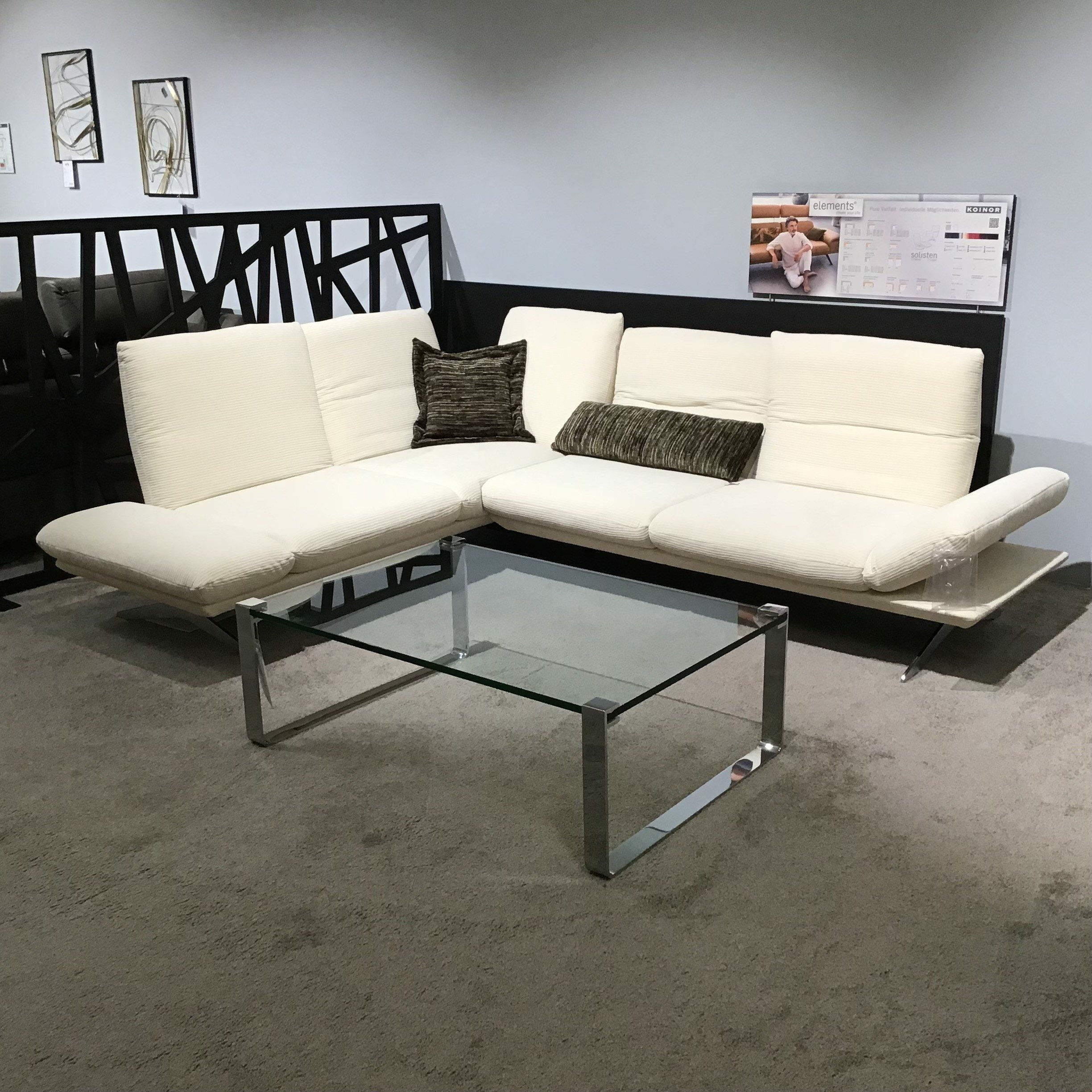 Koinor - Ecksofa Cono Stoff Empire Beige Kufengestell Nickel Satiniert Inklusive Kissen - 4